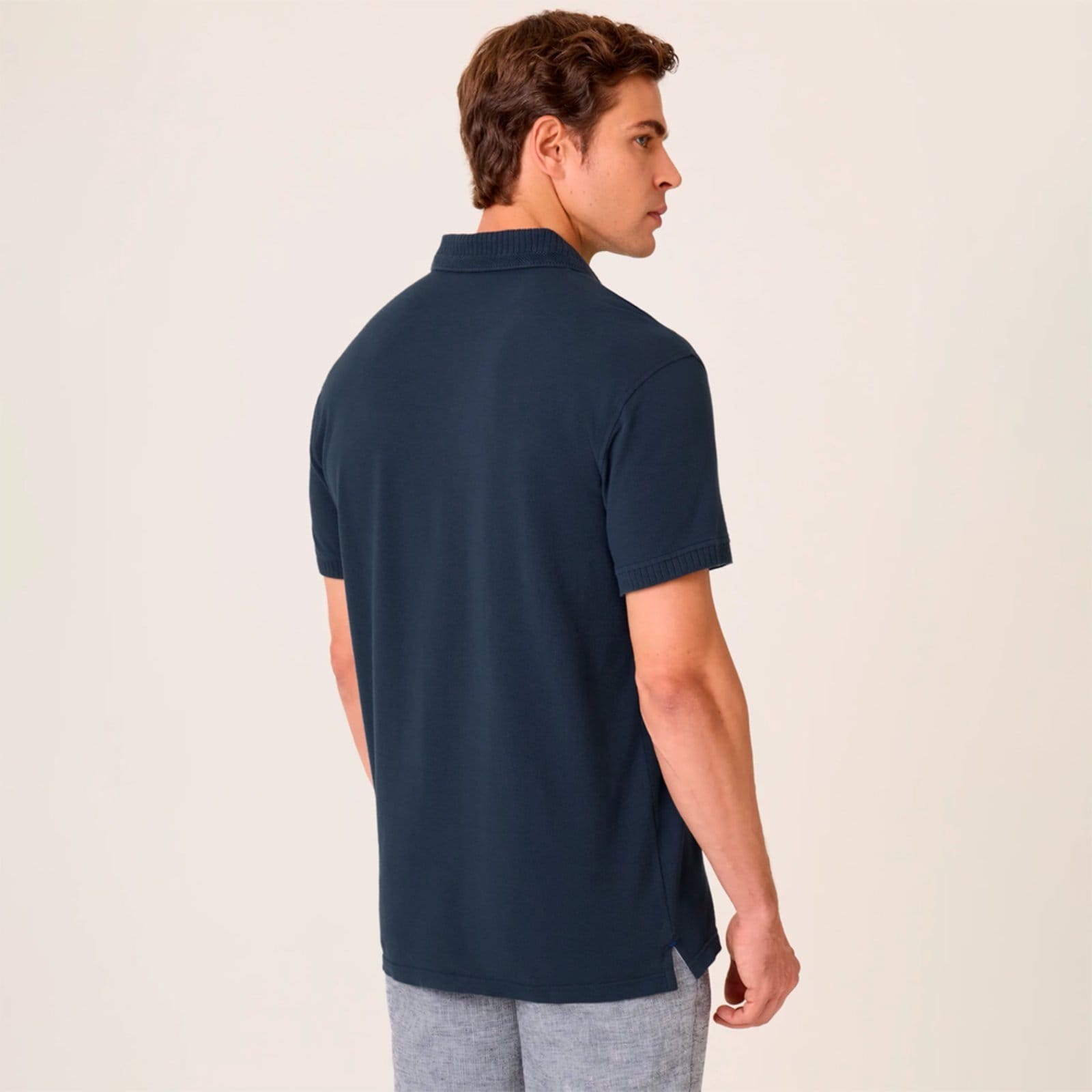 Vista 2 Camisa Polo Dudalina Piquet Texture Ve26 Marinho Masculino Dudalina azul marinho