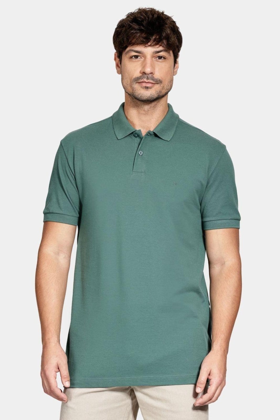 Vista principal Polo Aramis Piquet Algodão Básico Manga Curta Aramis verde