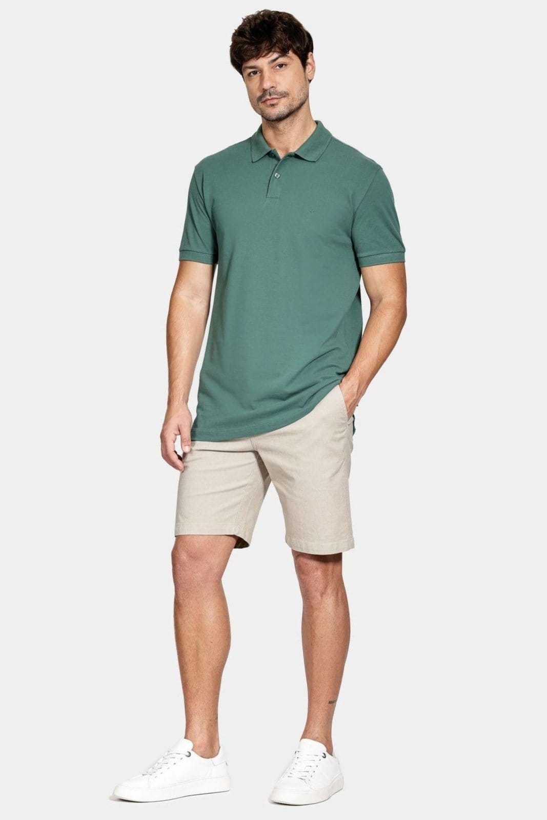 Vista 2 Polo Aramis Piquet Algodão Básico Manga Curta Aramis verde