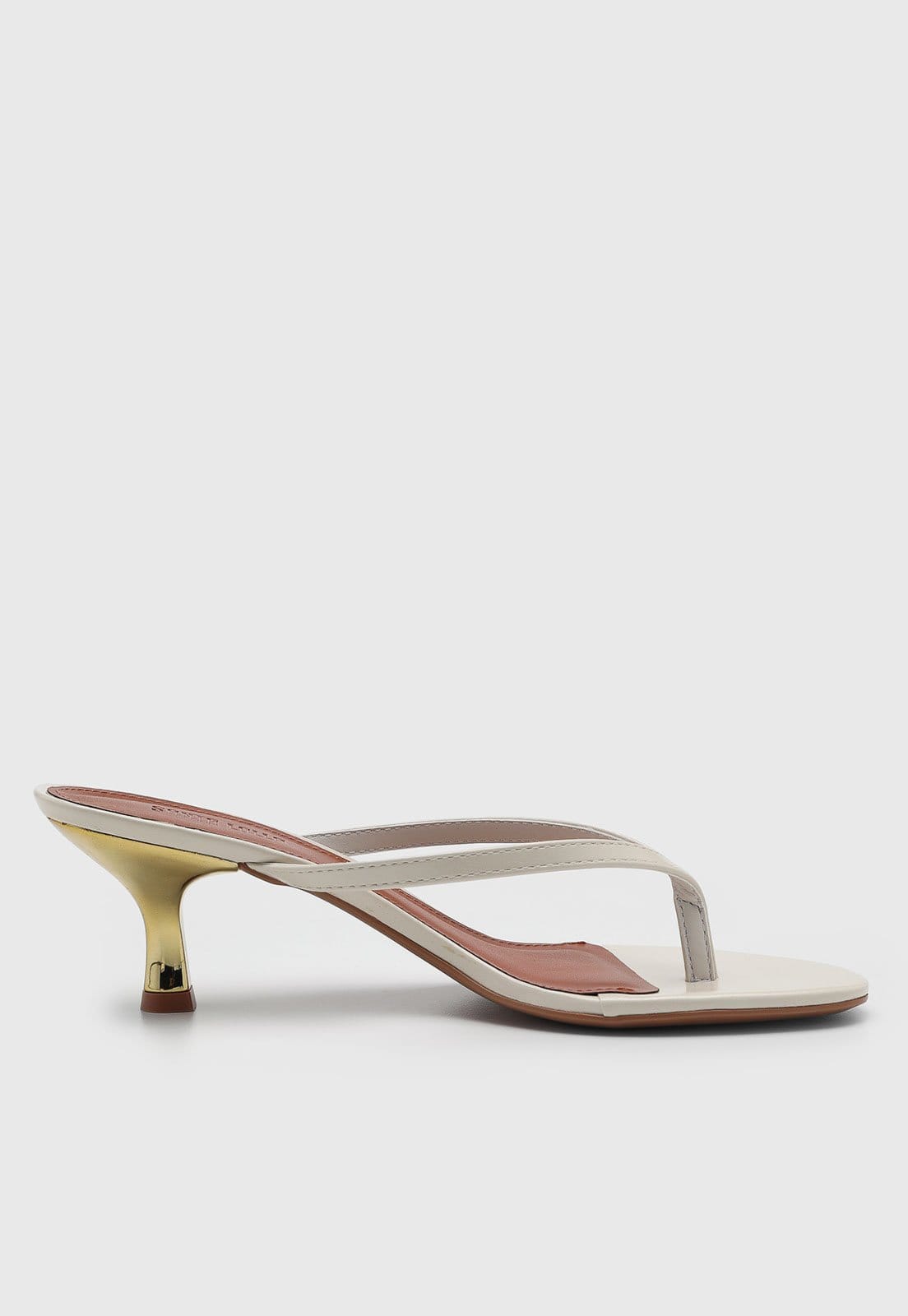 Vista 2 Sandália Feminina Santa Lolla Salto Médio Metalizada Off-White Santa Lolla off-white white