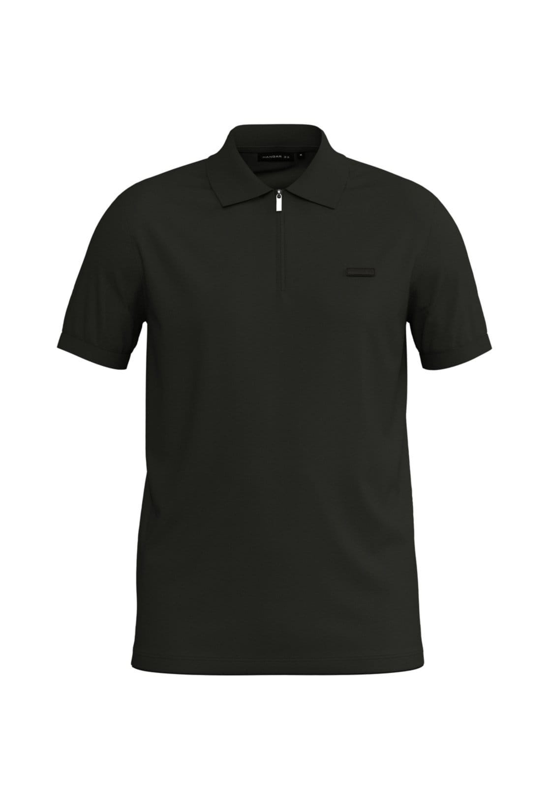 Camisa Polo De Mangas Curtas Com Zíper Em Malha Premium