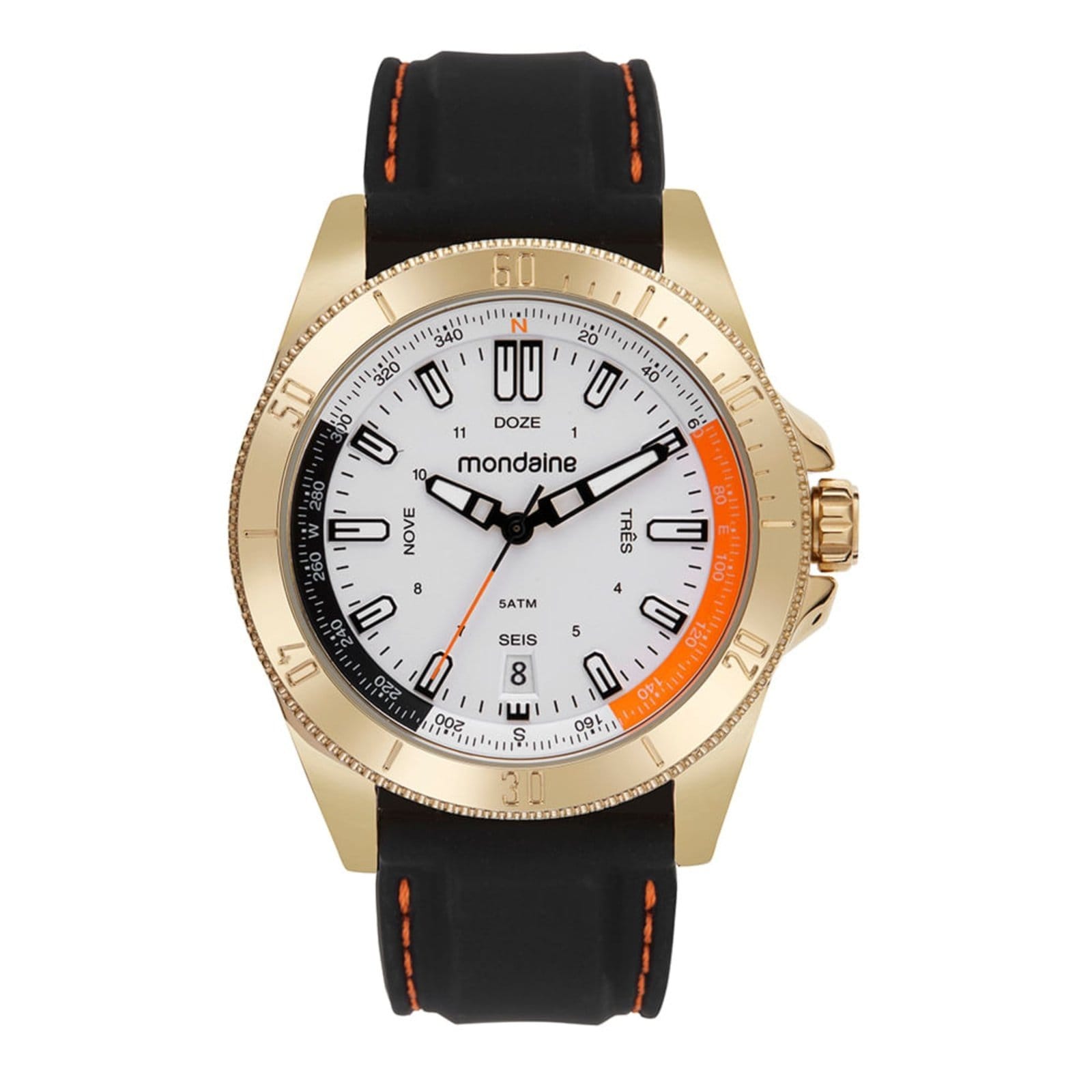 Relógio Masculino Dourado Pulseira de Silicone