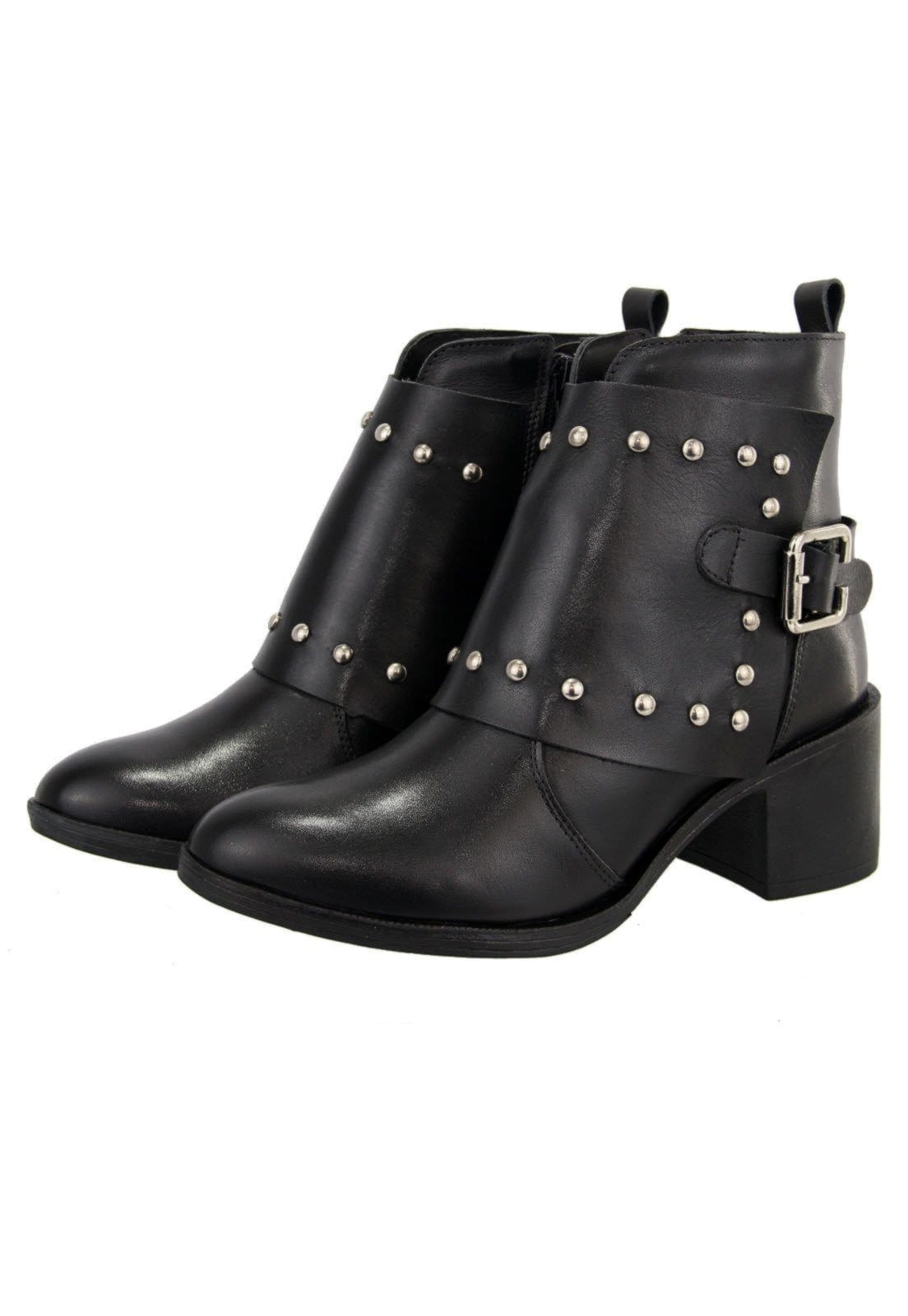 Vista principal Bota em Couro Maria Paula Cano Curto Tacha MARIA PAULA preto