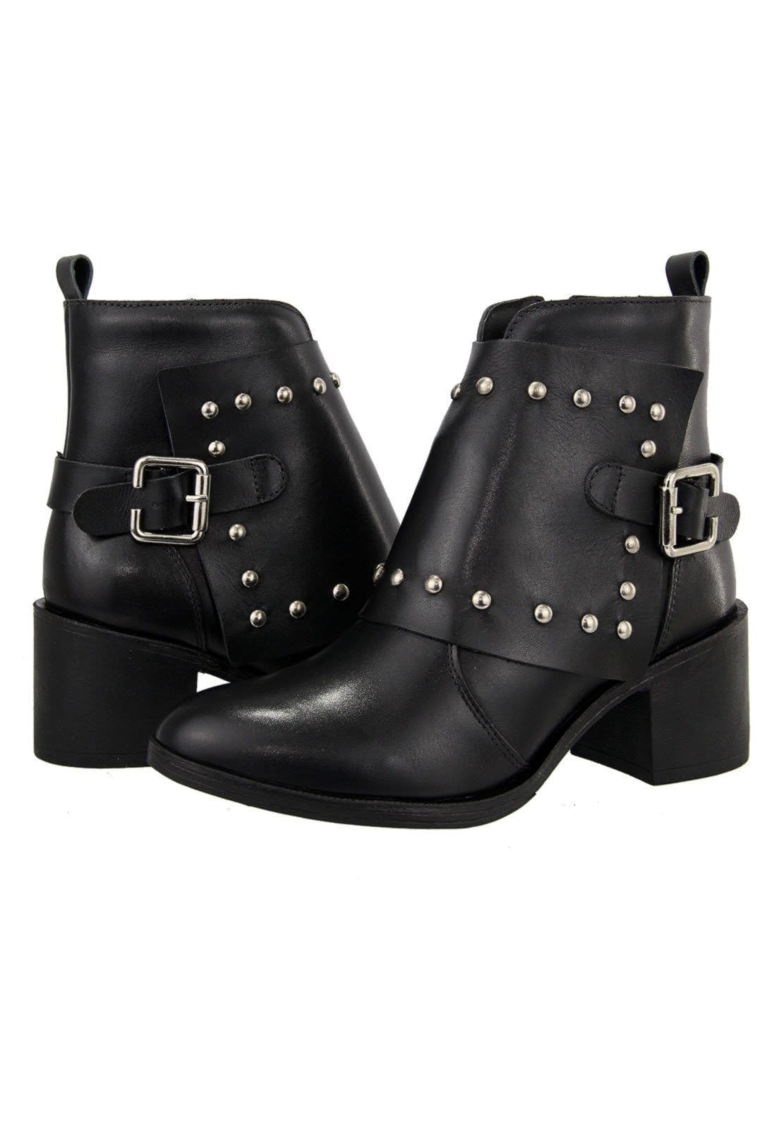 Vista 2 Bota em Couro Maria Paula Cano Curto Tacha MARIA PAULA preto