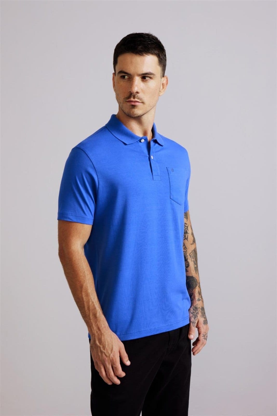 Vista principal HIGHSTIL Polo Manga Curta com Bolso Comfort Malha Básica Bic HIGHSTIL azul