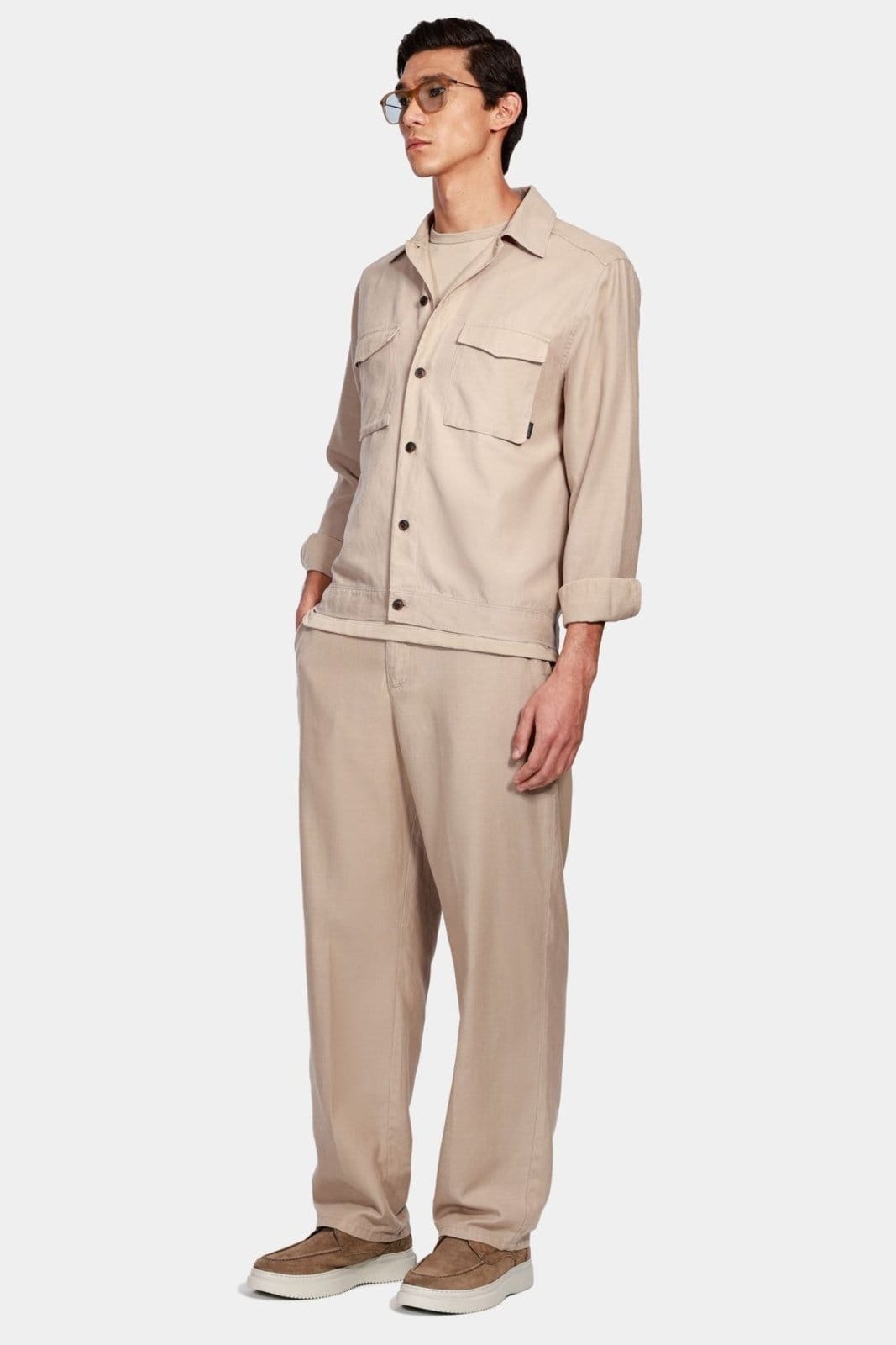 Vista 2 Camisa Aramis Manga Longa Overshirt Tencel Lenzing™ Cáqui Aramis bege