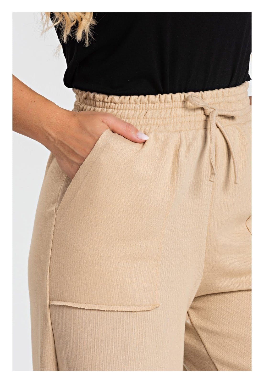 Vista principal Calça Moletinho Meujeans Wide Leg Cappuccino Meu Jeans marrom