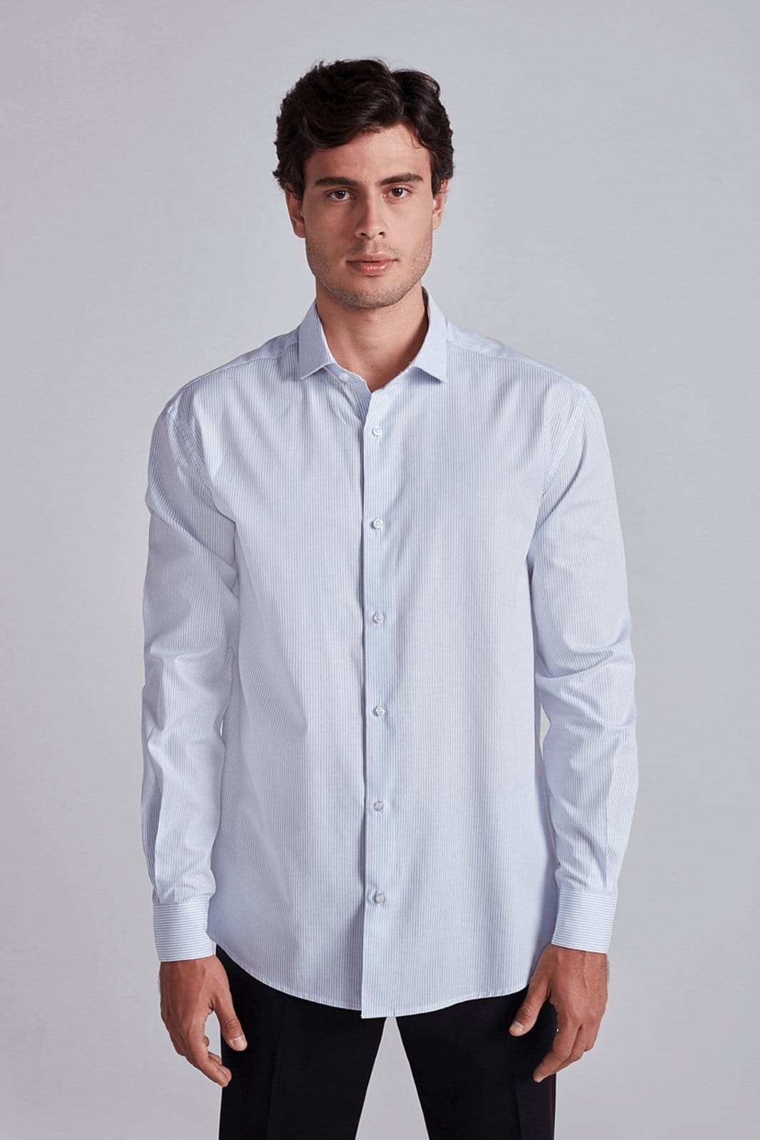 HIGHSTIL Camisa Social Algodão Egípcio Comfort Listrada Claro