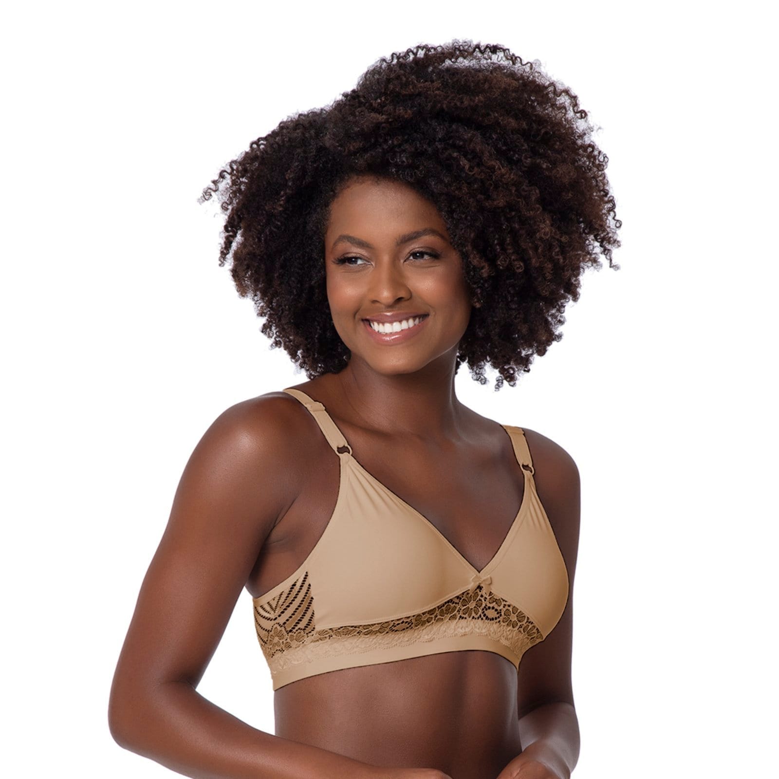 Sutiã Reforçado Gabi Lingerie Soutien Sem Bojo Microfibra Poliamida Rendado