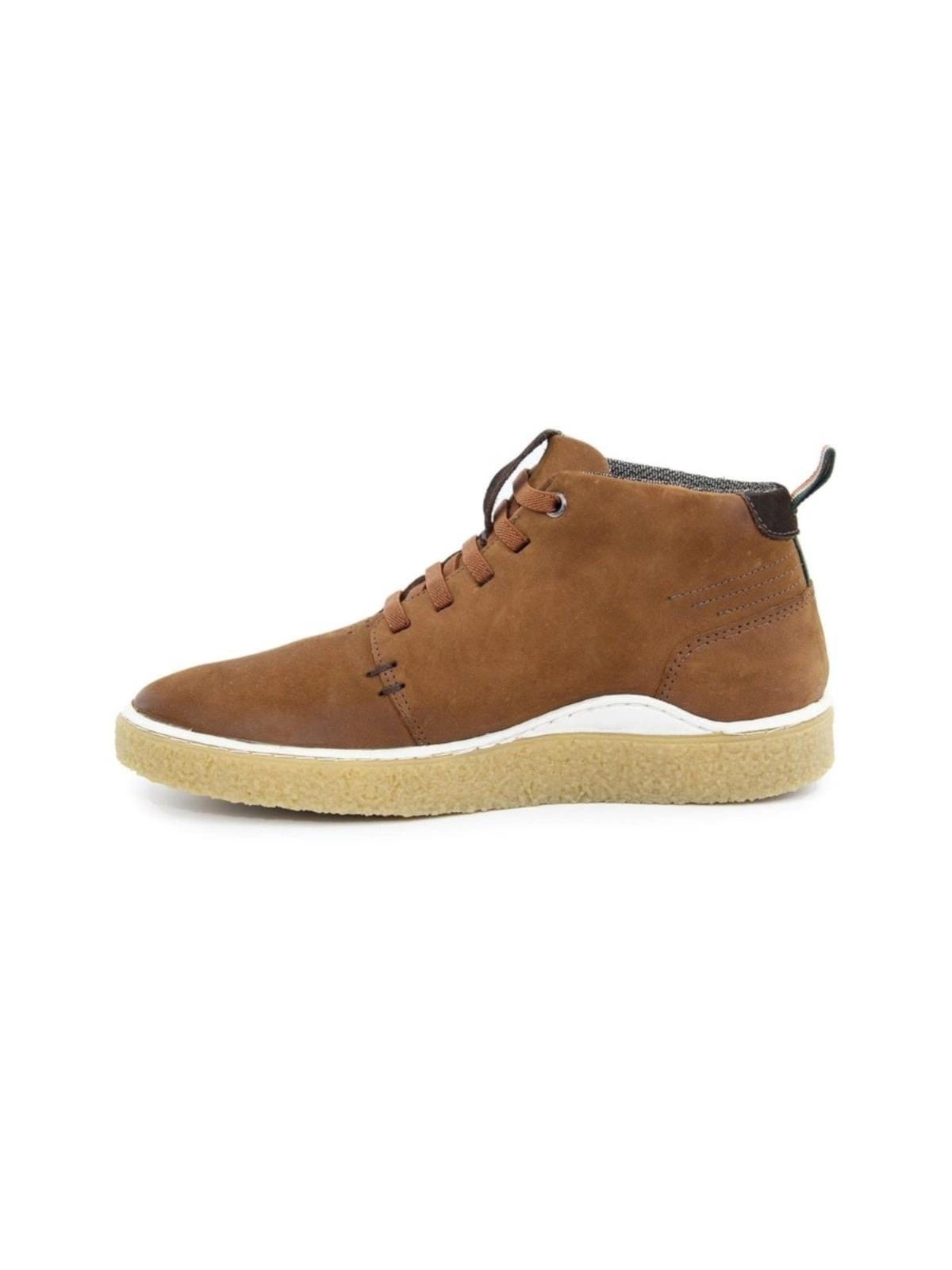 Vista 2 Bota Masculina Urbana Couro Legitimo Casual Cadarço Leve FRANCA GRIFFE marrom
