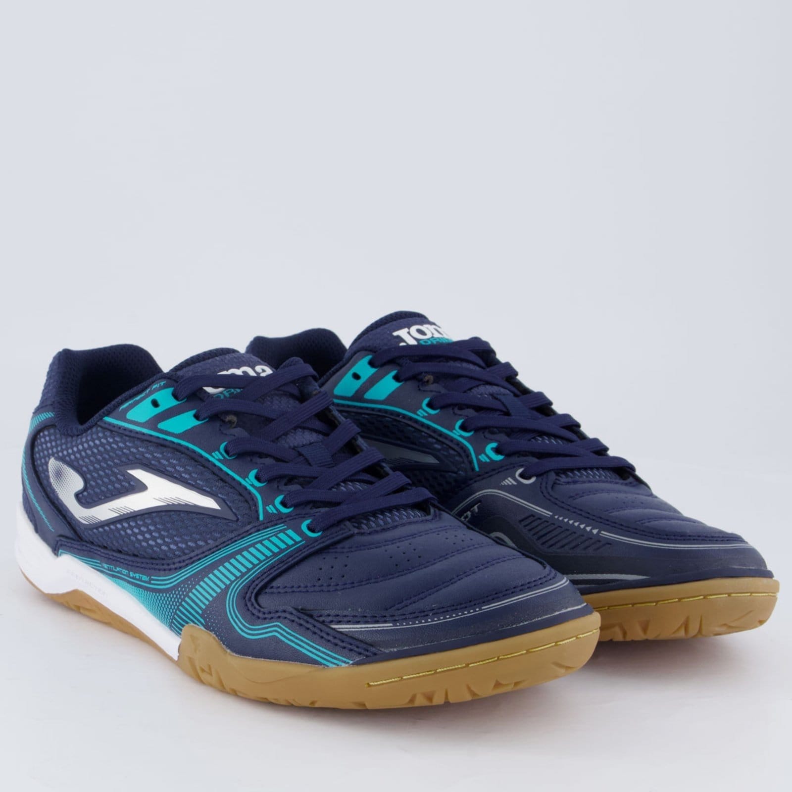 Vista 2 Chuteira Joma Dribling Futsal Marinho e Branco Joma azul marinho