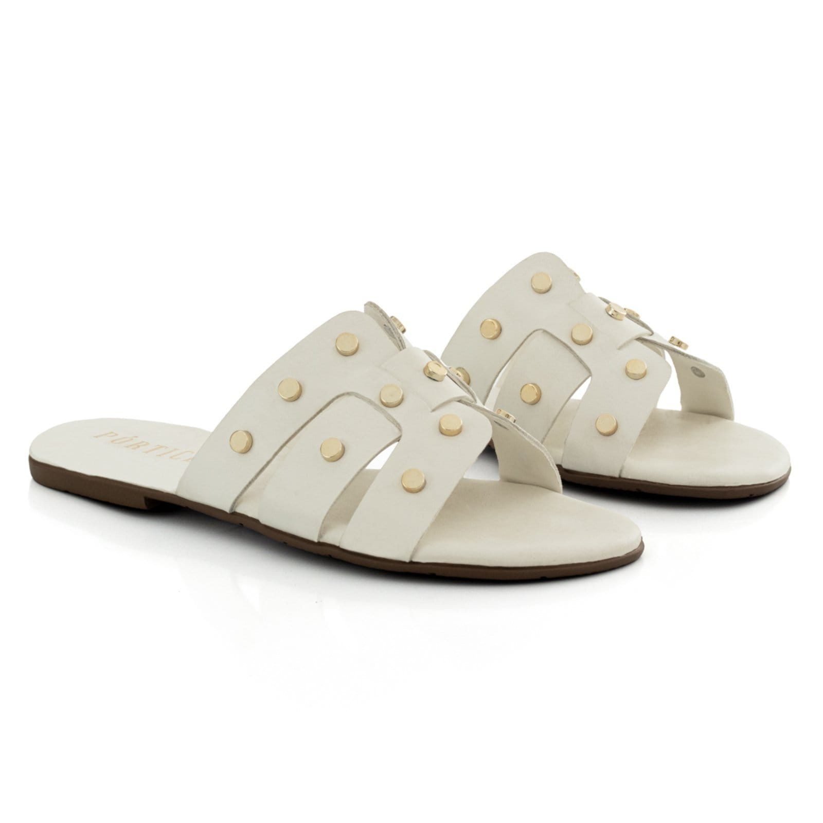 Vista 2 Sandália Rasteirinha Feminina Papete Flat Rasteira Metal Enfeite Brilho Off-white ÉPICO CALÇADOS off-white white