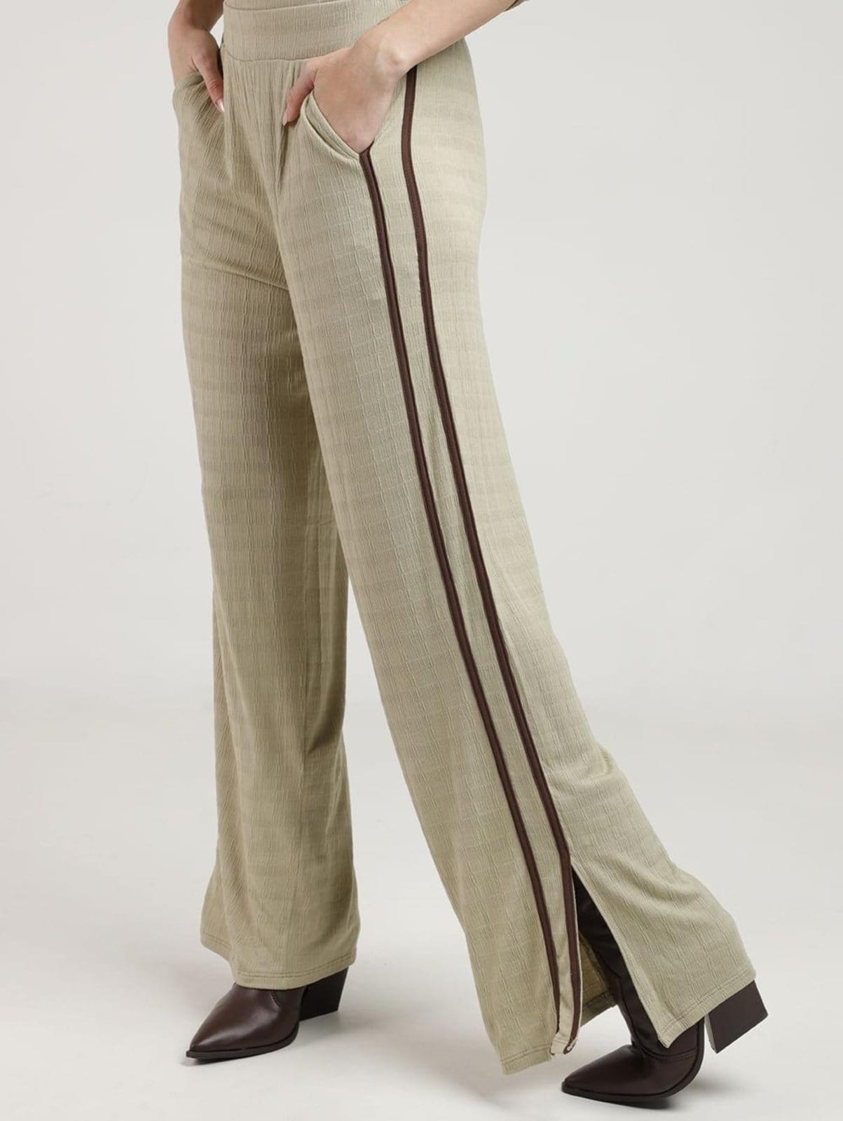 Vista principal Calça Wide Leg Autentique Feminina CLARO CLARO/MARROM Autentique verde