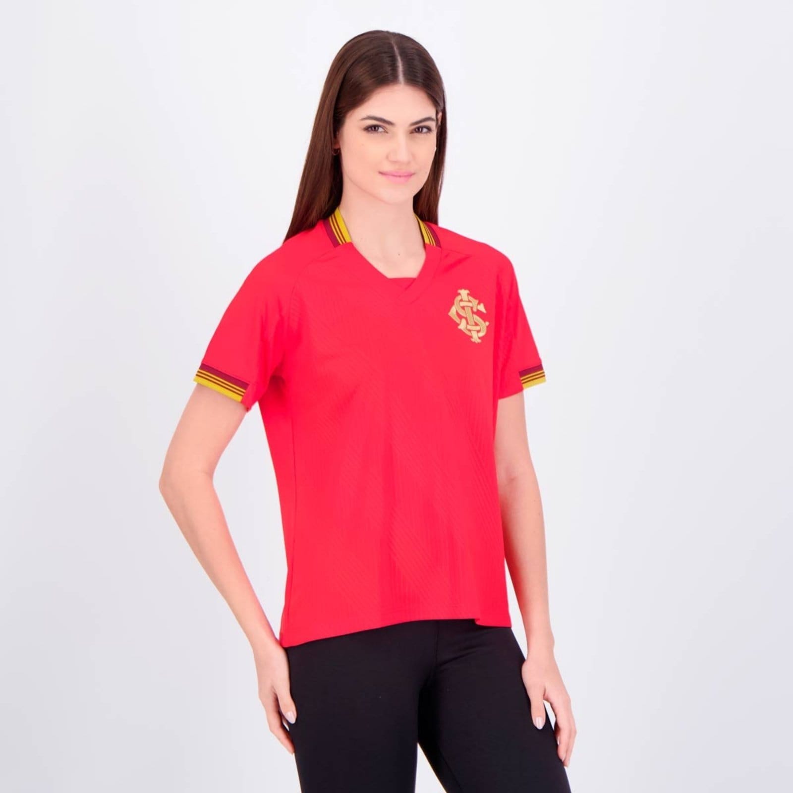 Vista 2 Camisa Internacional Gold II Feminina Vermelha Betel vermelho gold