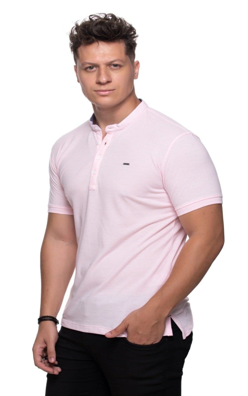 Vista 2 Camisa Gola Padre Aburguesia Slim Fit Claro Slim Fit Alfaiataria Burguesia rosa