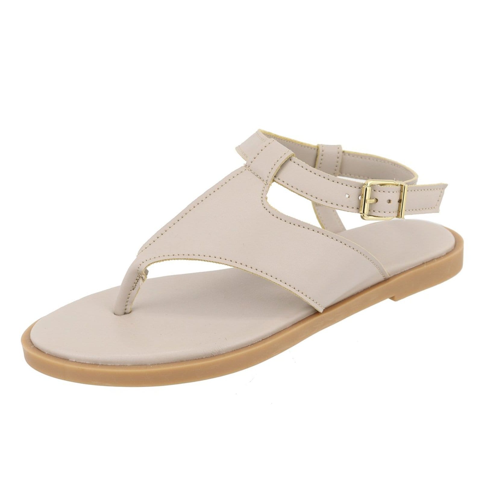 Vista principal Rasteira Sandália Feminina Dedo Lançamento Nude TELLINI STORE dourado nude