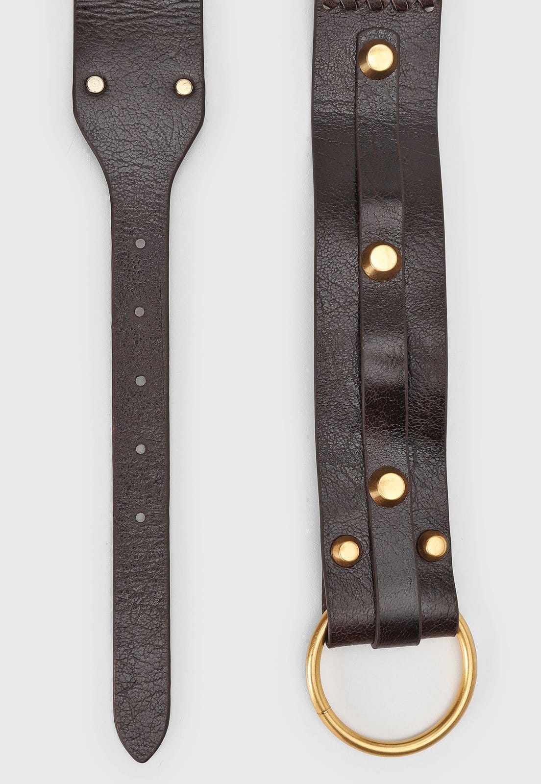 Vista 2 Cinto Feminino Vicenza Chocolate com Tachas e Fivela Dourada Vicenza marrom