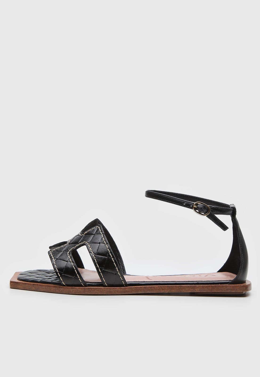 Vista principal Rasteira Fechada Feminina Vicenza Recortes Geométricos Preta Vicenza preto