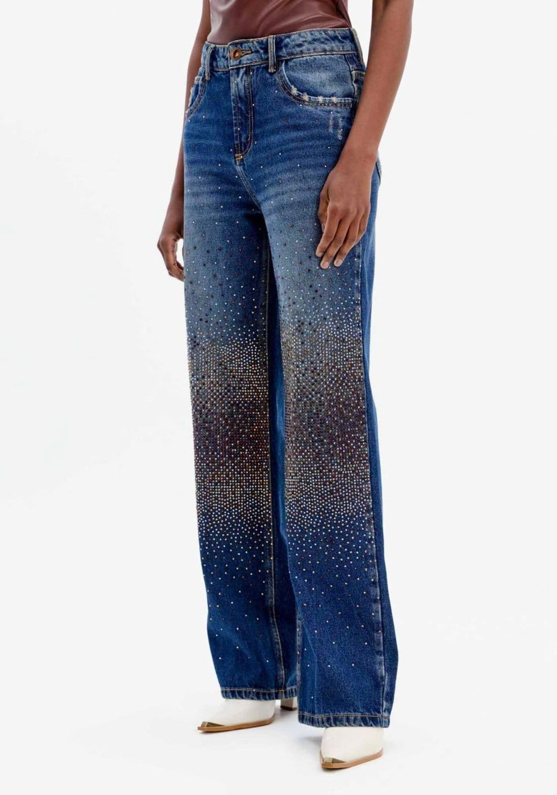 Calça Jeans Full Length Com Aplicação - 2