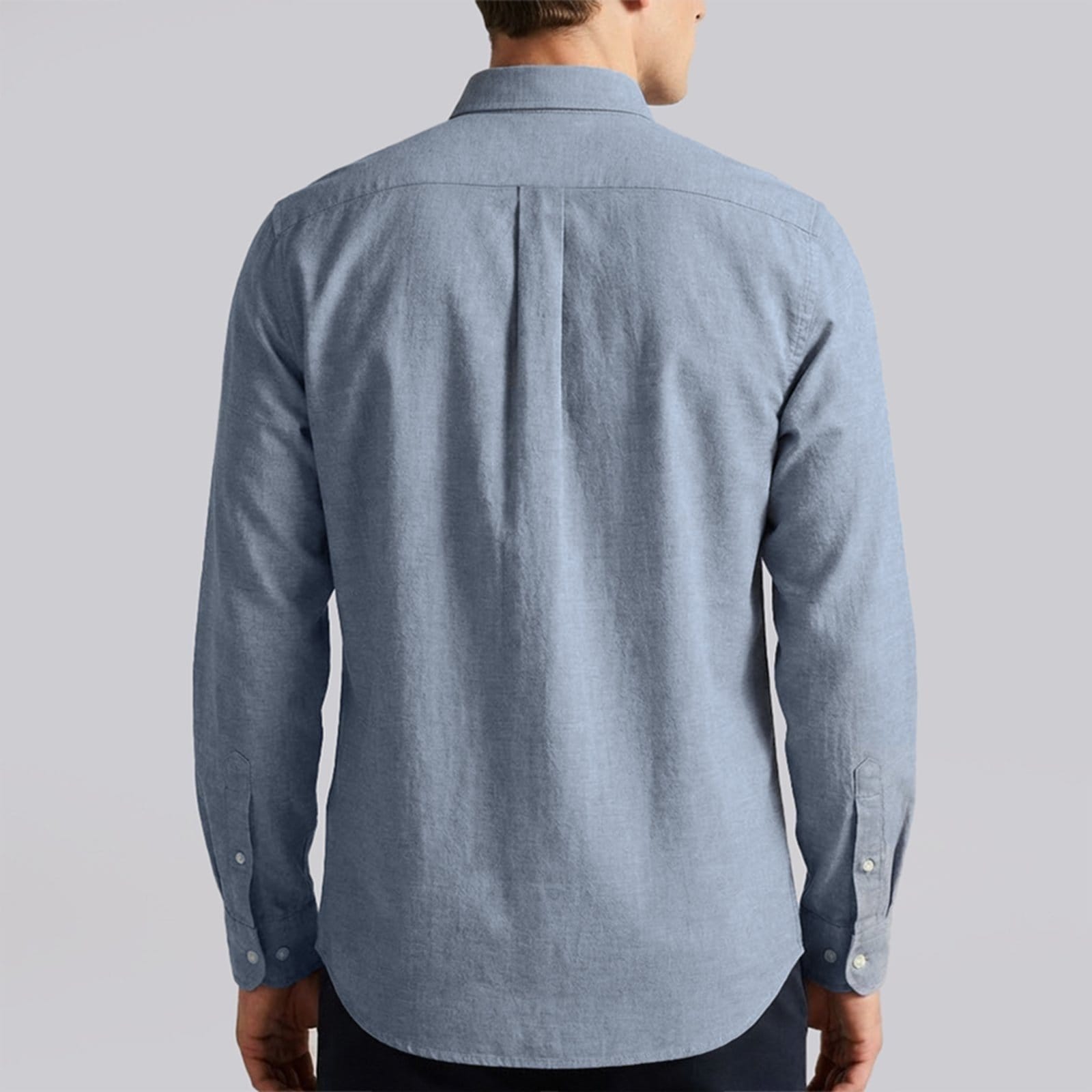 Vista 2 Camisa Dudalina Slim Oxford Lisa Ou26 Masculino Dudalina azul