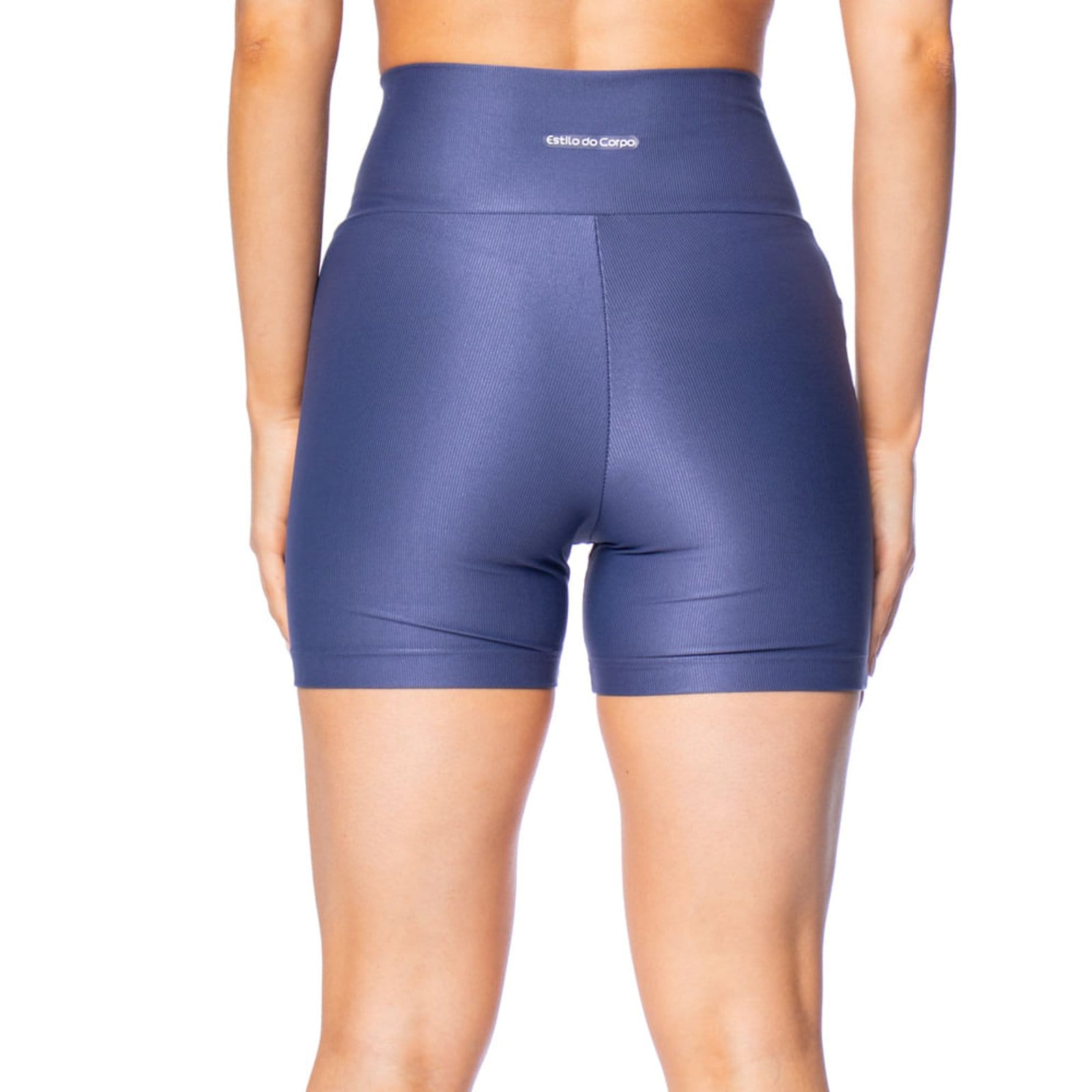 Vista 2 Short Feminino Estilo Do Corpo Cintura Alta Estilo Do Corpo azul