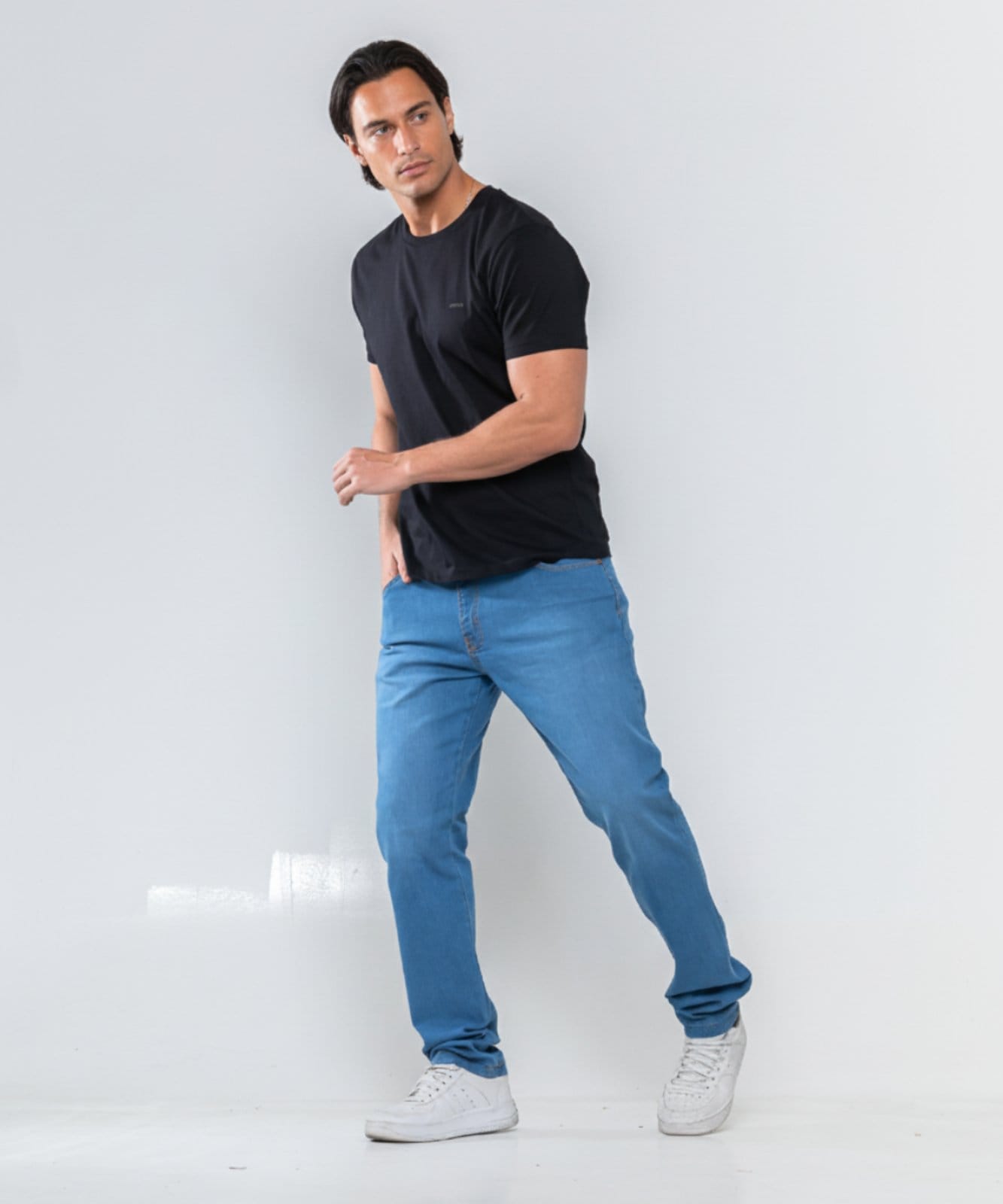 Calça Jeans Masculina Alpha Street Wear Slim Claro Conforto e Estilo Fashion para o Dia a Dia