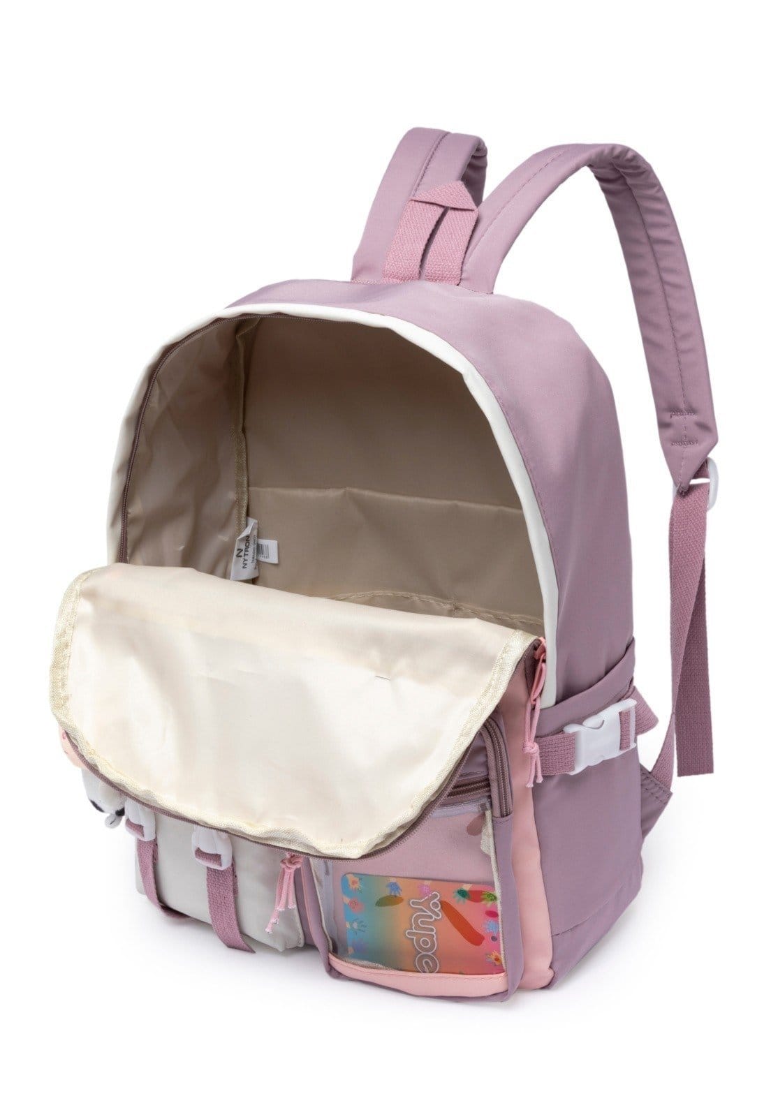 Vista 2 Mochila Feminina Juvenil Bolsa Escolar Casual Reforçada Notebook YUPE rosa