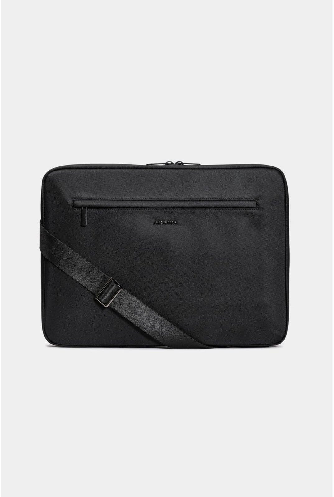 Vista principal Pasta Aramis com alça e compartimento interno Office Aramis preto