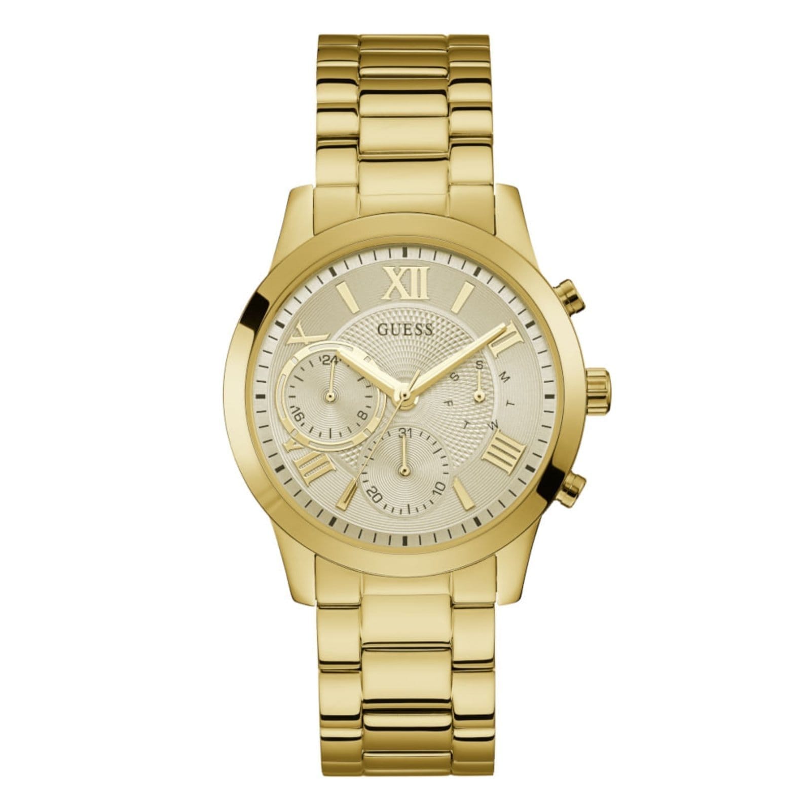 Vista principal Relógio Feminino Guess Multifunção Dia e 24h Guess dourado