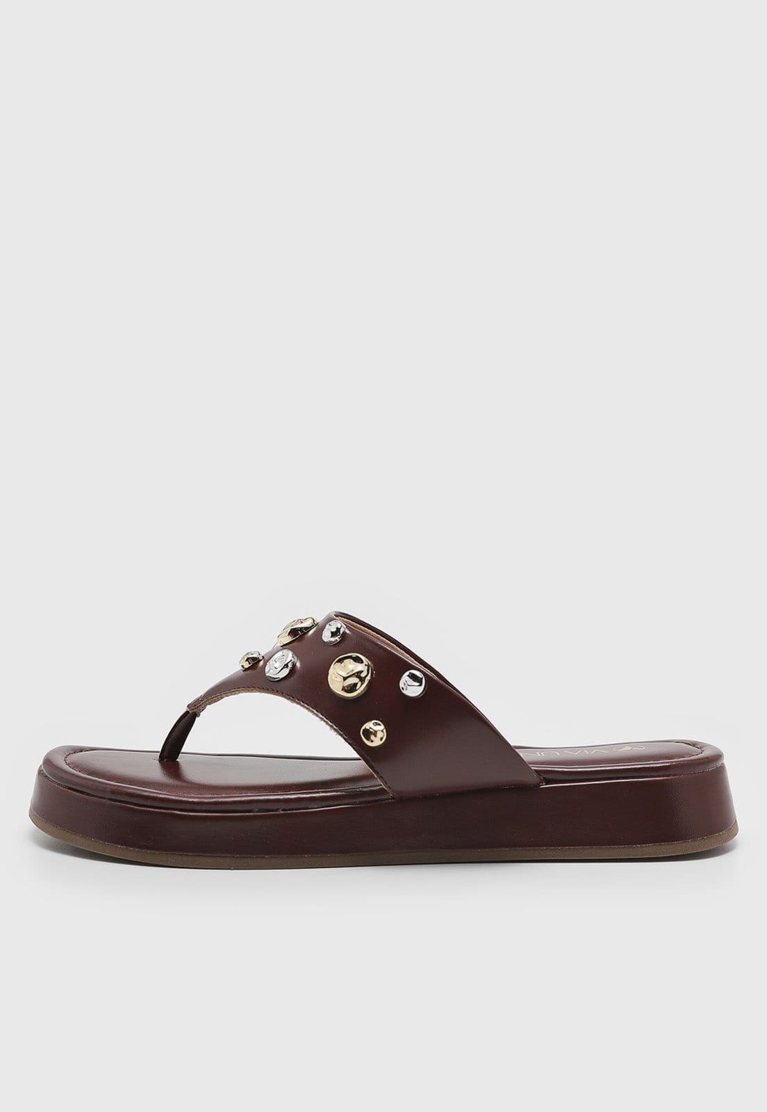 Vista principal Sandália Feminina VIA UNO Esferas Metálicas VIA UNO bordô