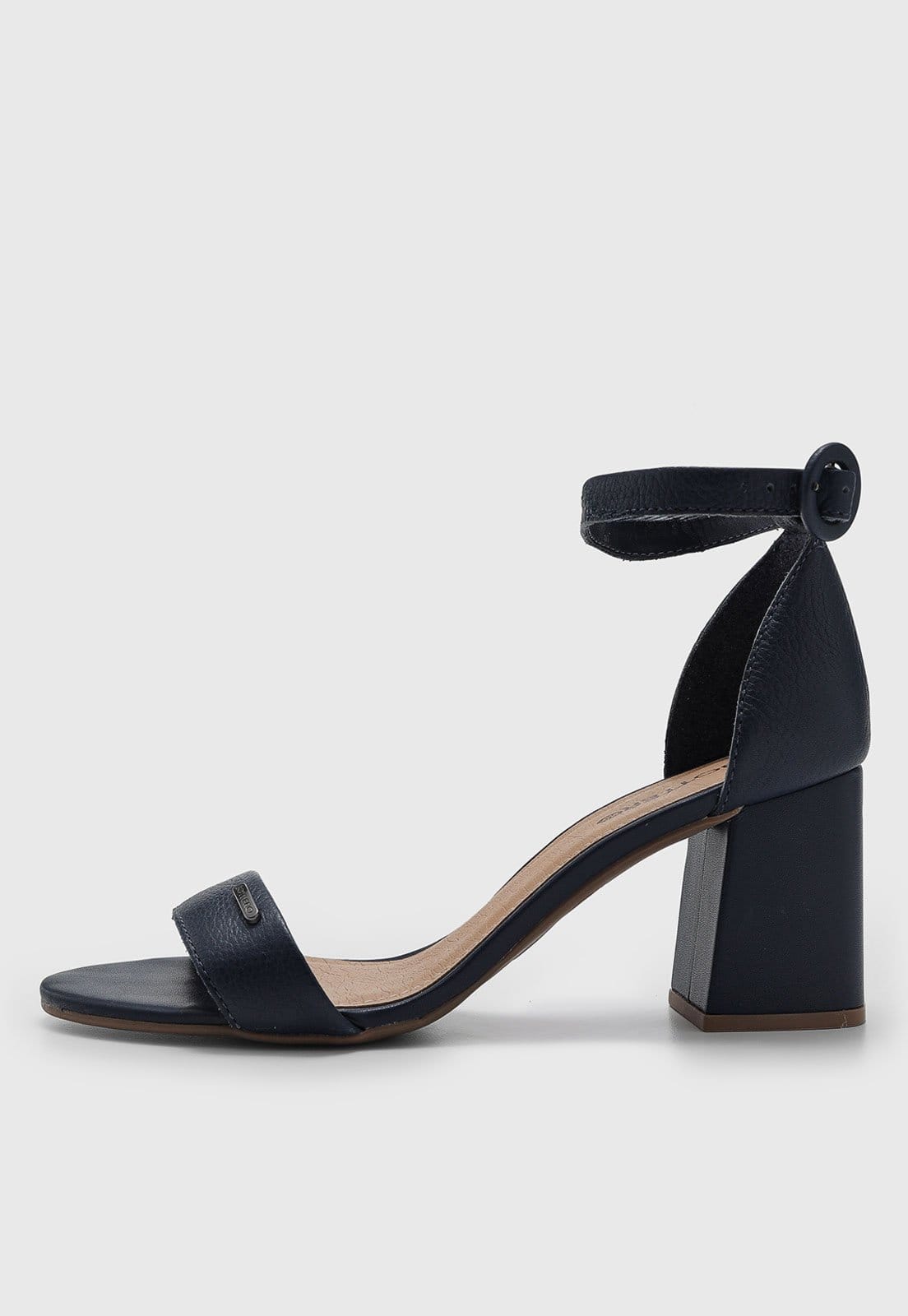 Sandália Feminina Bottero Salto Bloco Fivela Azul-Marinho