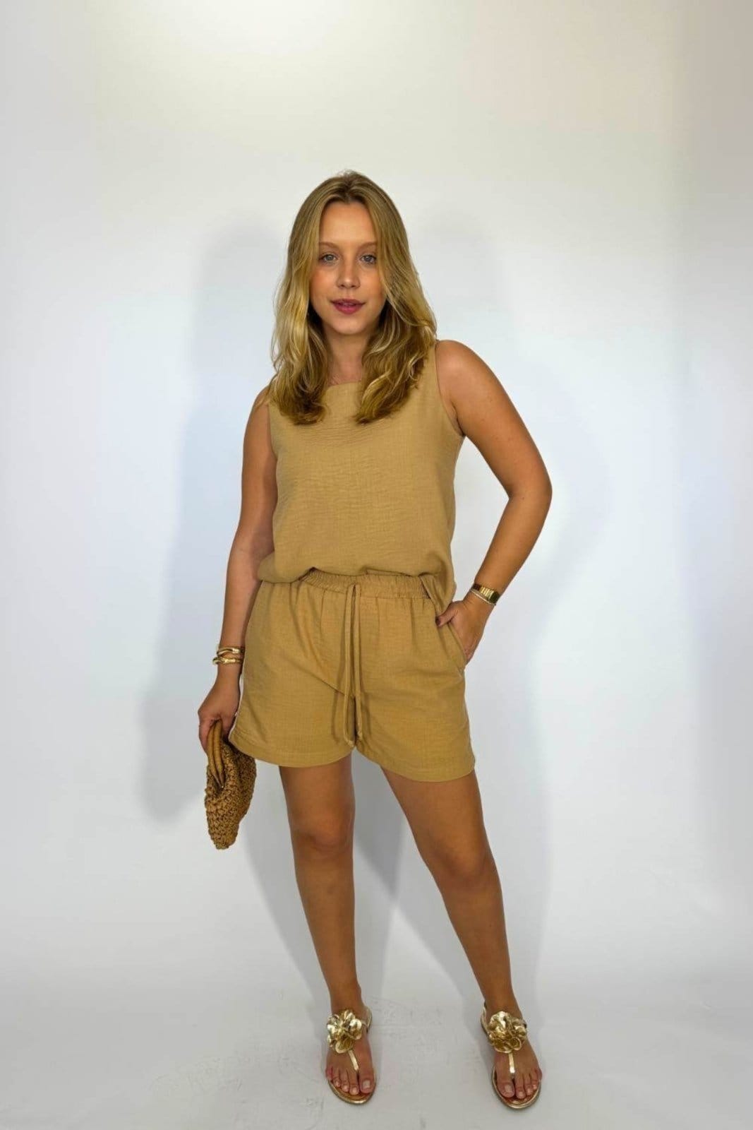 Vista 2 Short Vanibele Alfaiataria Track Camelo Vanibele caramelo/off-white