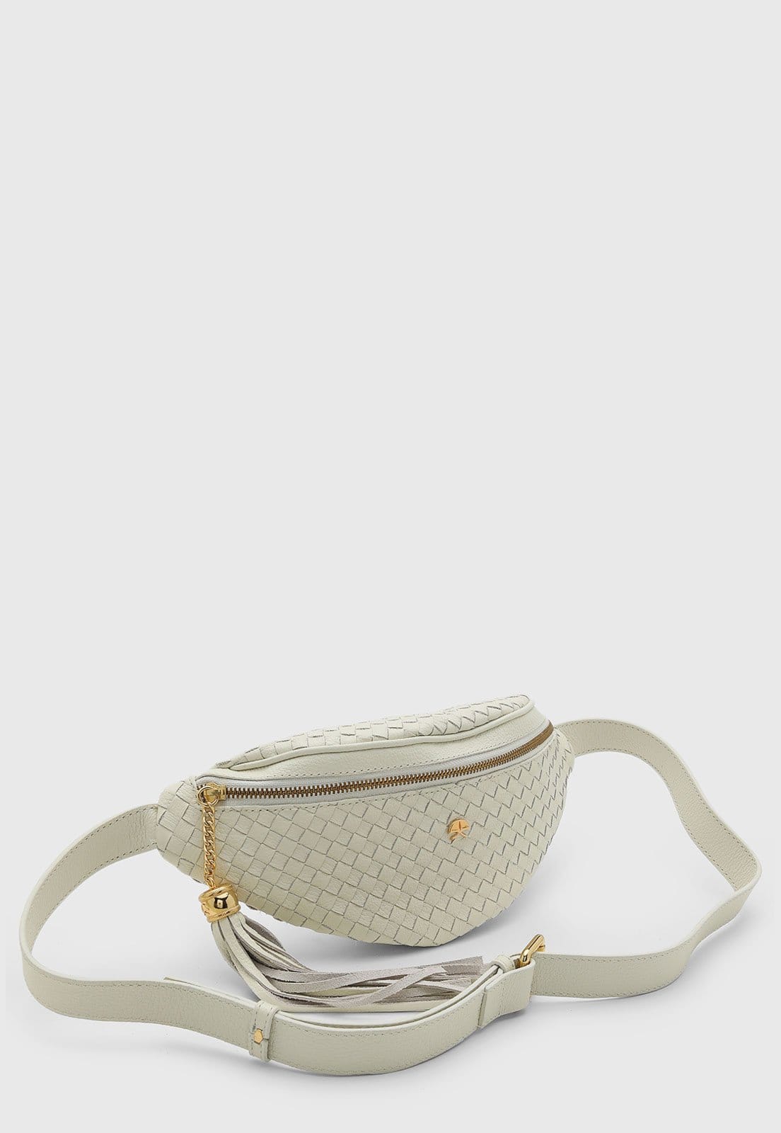 Vista 2 Bolsa Feminina Luiza Barcelos Pequena Tramada Off-White Luiza Barcelos off-white white