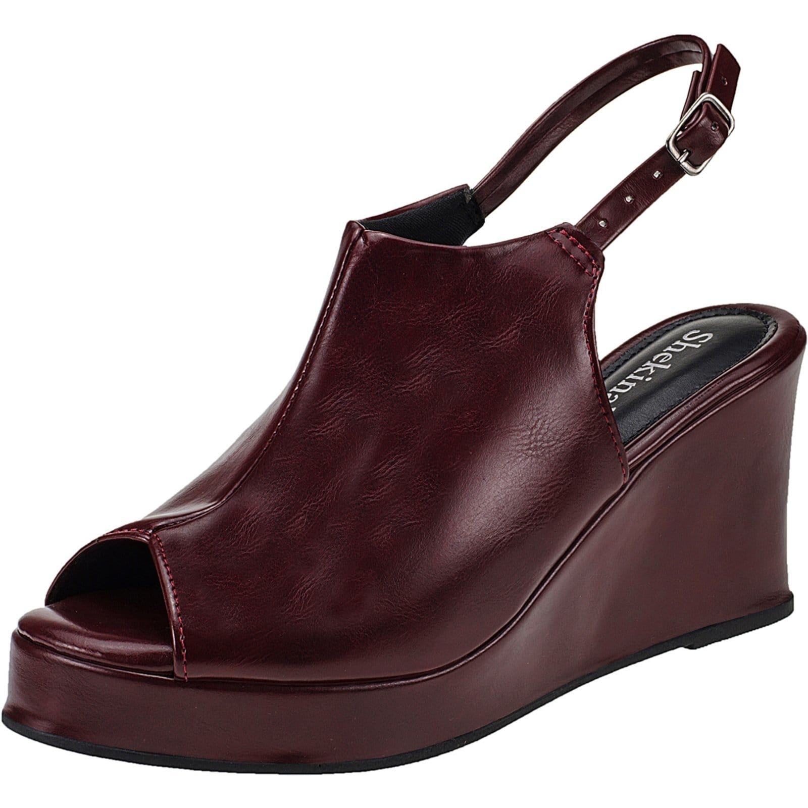 Vista 2 Sandália Salto Open Boot Anabela Salto Alto Bloco Grosso Ankle Boots Shekinah Confortável Moda Marsala Shekinah bordô