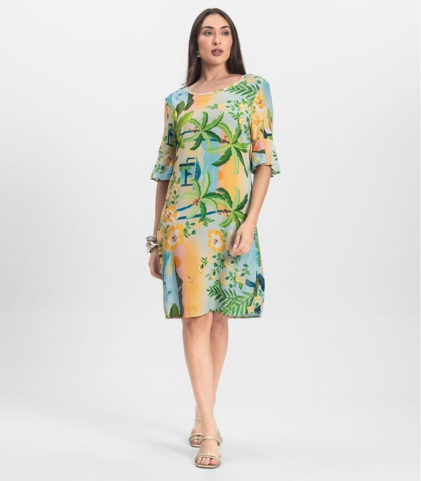 Vista principal Vestido Feminino Estampado Infinita Cor INFINITA COR preto