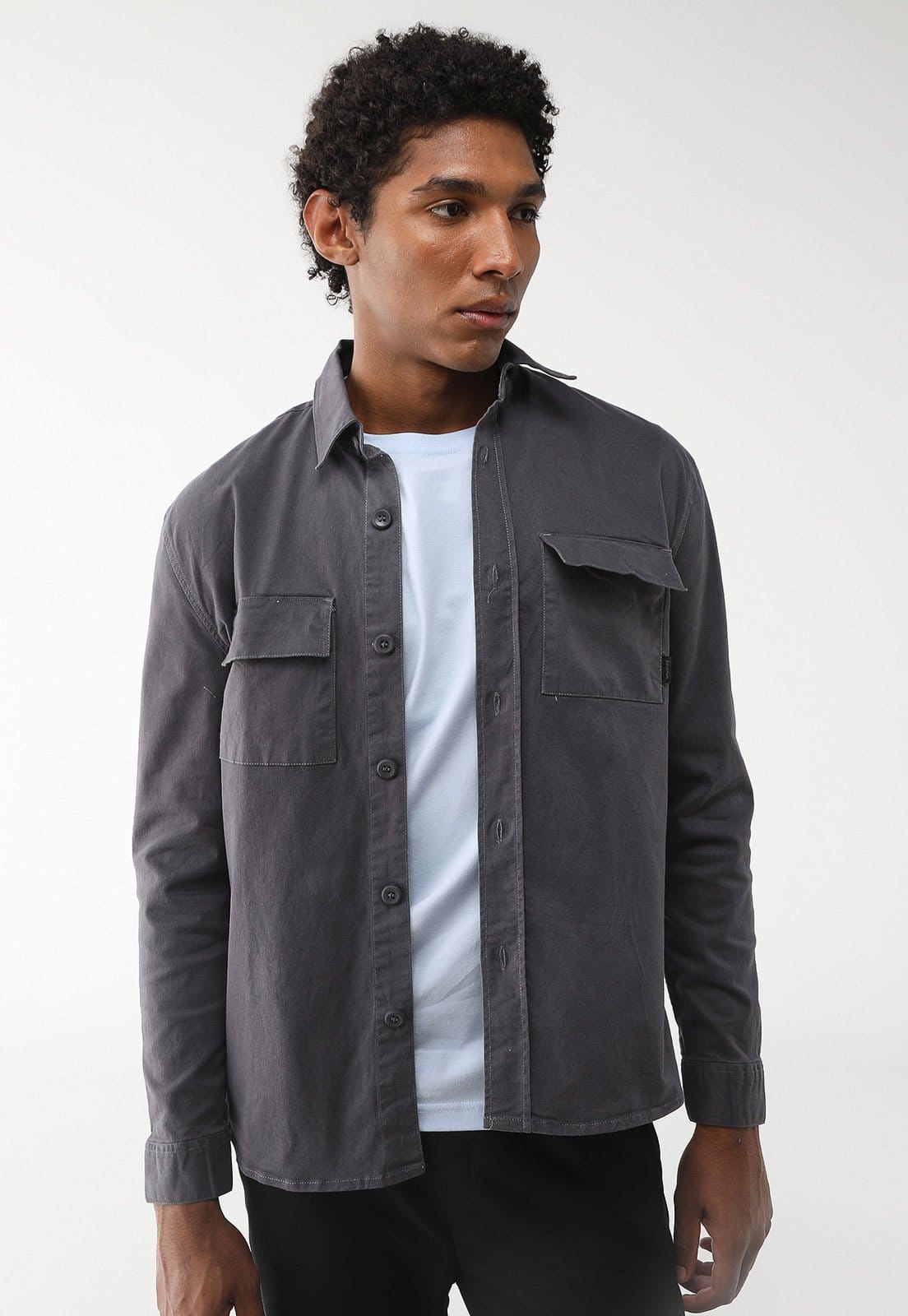 Camisa Calvin Klein Pocket Grafite