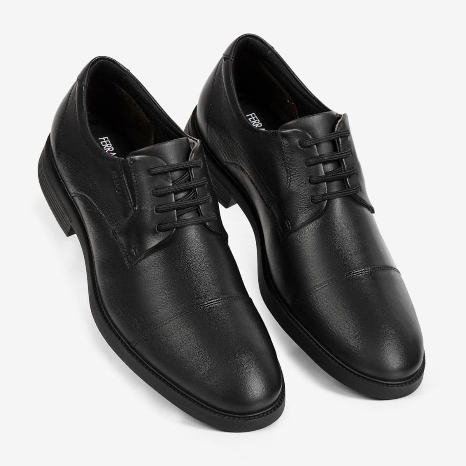 Vista 2 Sapato Ferracini Masculino Social Couro Legítimo Derby FERRACINI preto