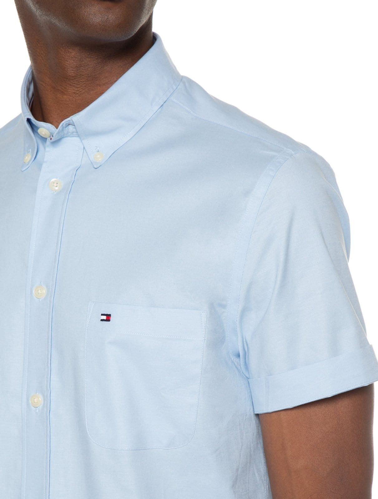 Vista 2 Camisa Tommy Hilfiger Masculina Manga Curta Light Oxford Claro Tommy Hilfiger rosa