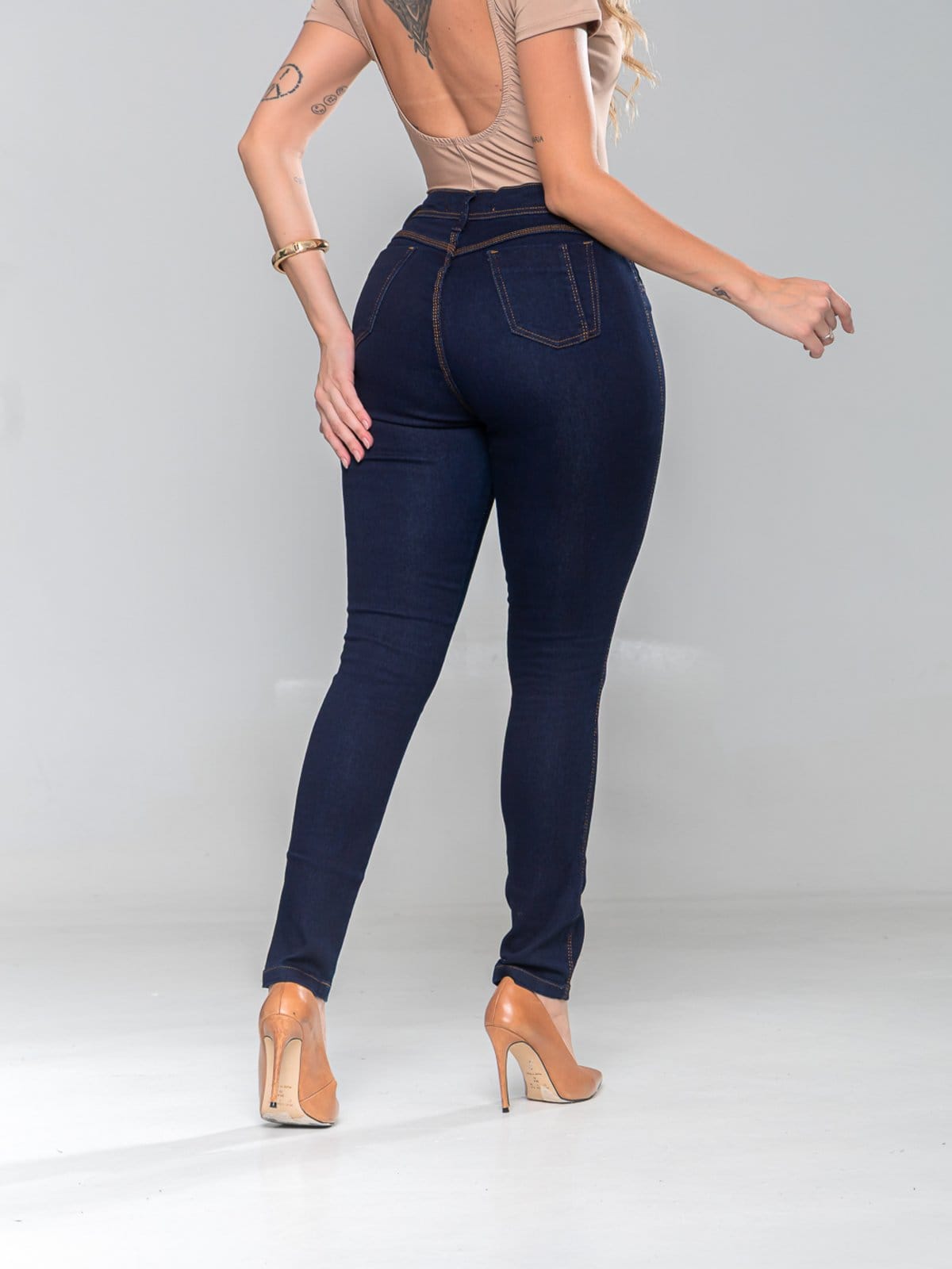 Vista 2 Calça Jeans Feminina Skinny Cintura Alta Escuro - KOVALI KOVALI FASHION STORE azul/azul marinho/jeans azul