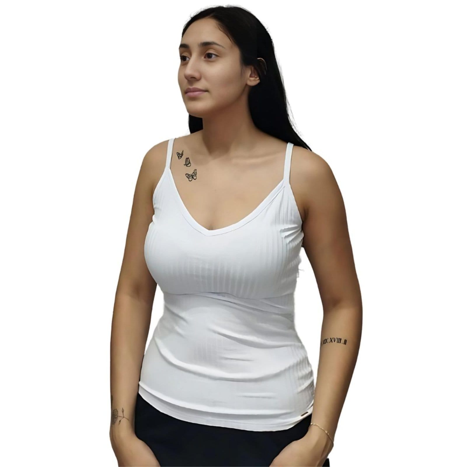 Vista 2 Blusa Alcinha Canelada Lunender branco