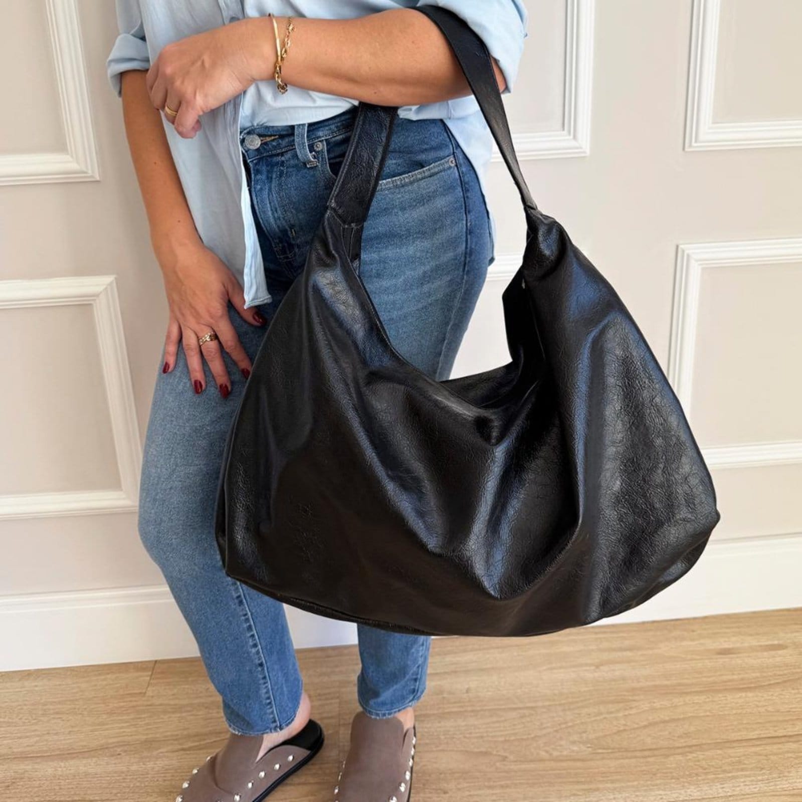 Vista 2 Bolsa Grande Jessy Boho Damannu Shoes preto