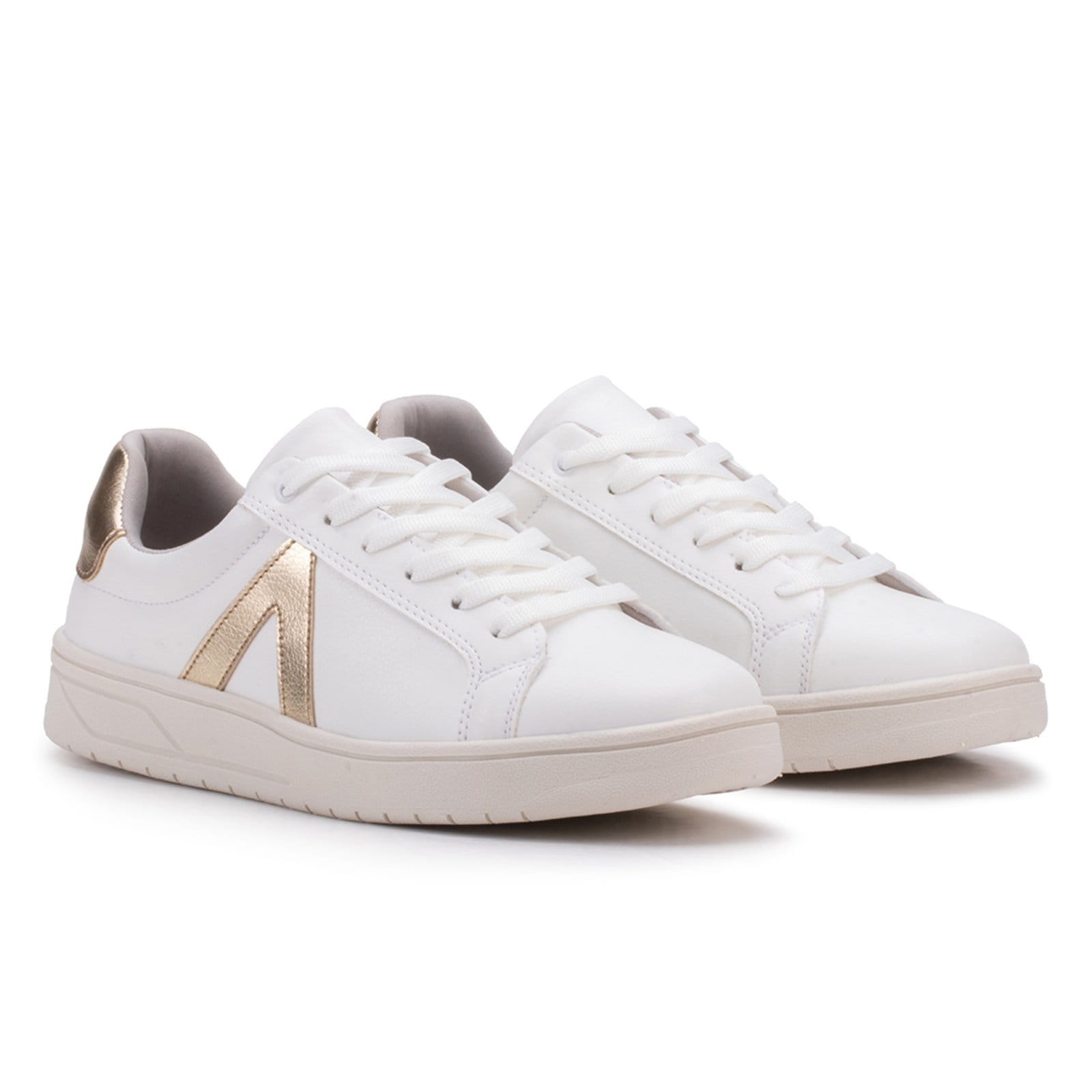 Vista principal Sapato Feminino Tenis Casual Moda Blogueira Original Estilo Shoes branco/dourado