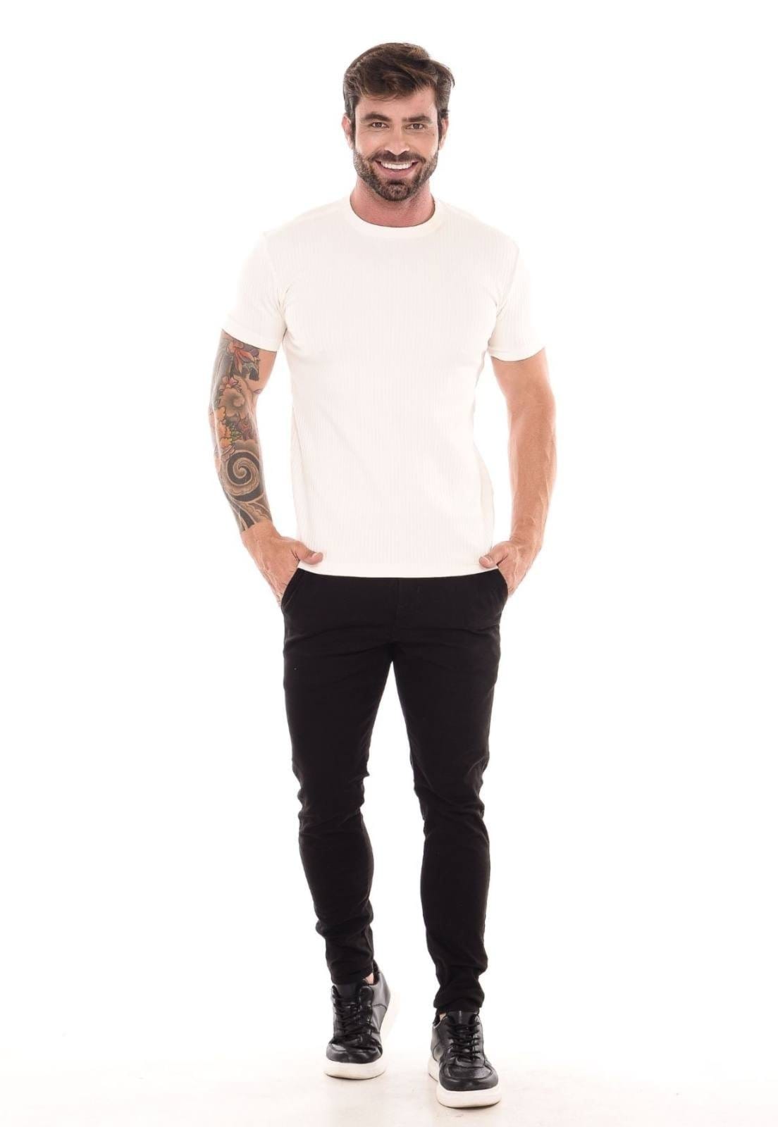 Vista 2 Calça Slim Masculina Mys Jeans Elastano Linha Premium Ethereal Jeans preto