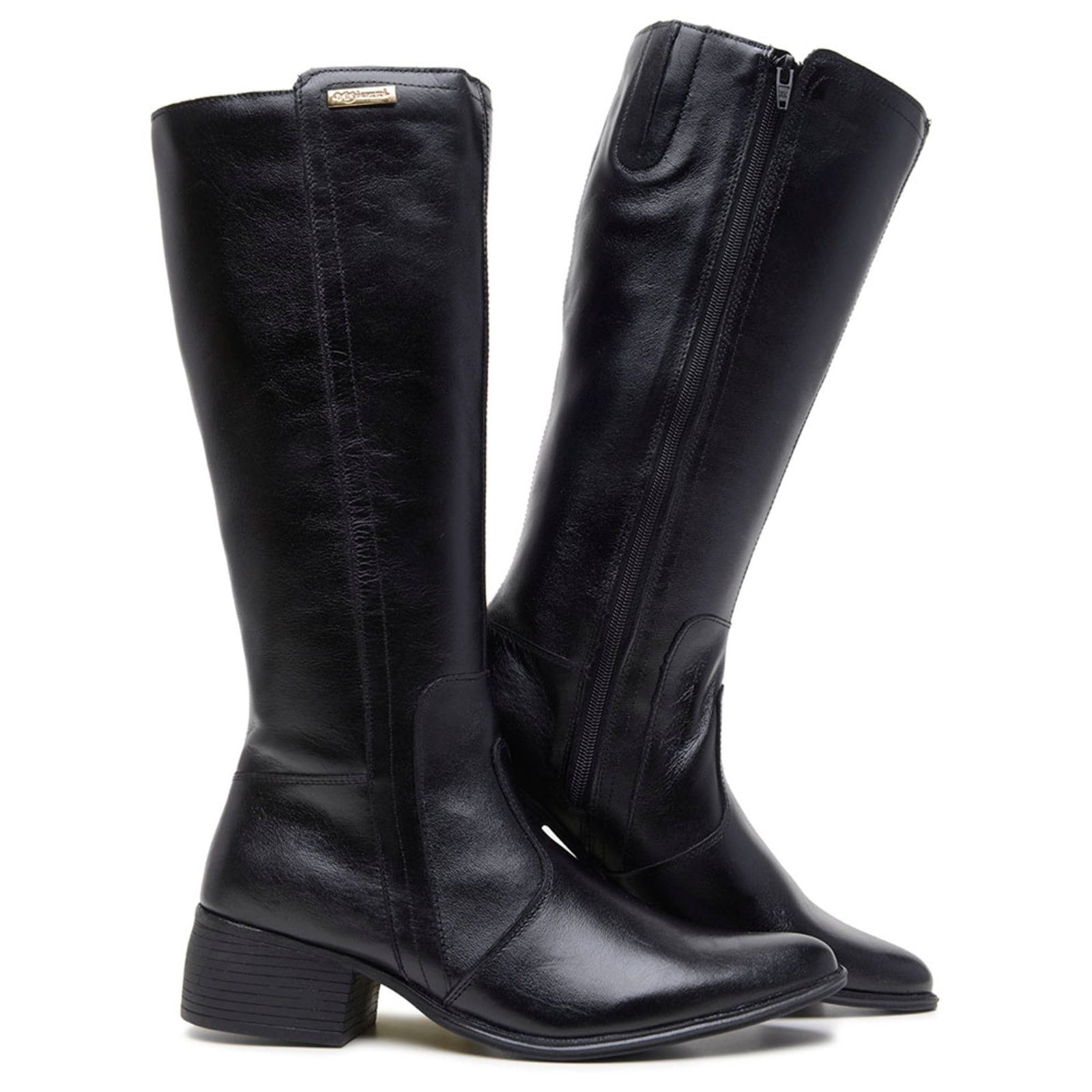 Vista 2 Bota Montaria Mr. Gutt Bico fino de Couro Preta Mr. Gutt preto