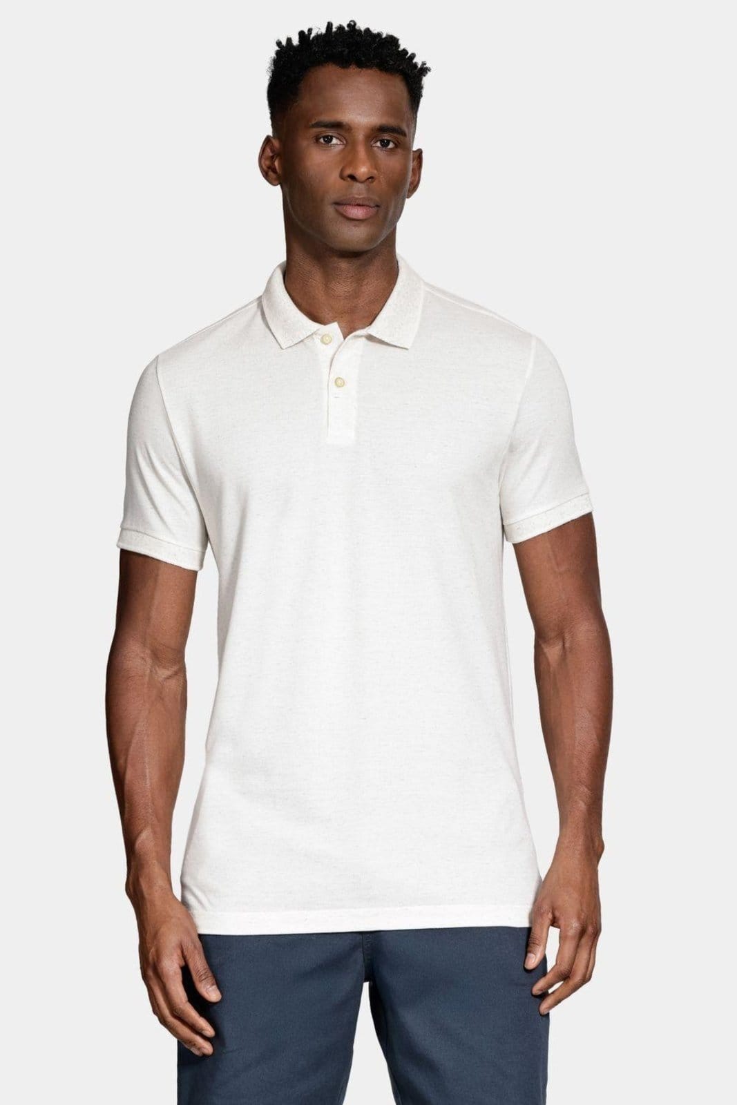 Vista 2 Polo Aramis Manga Curta Algodão Com Linho Natural Aramis nude natural