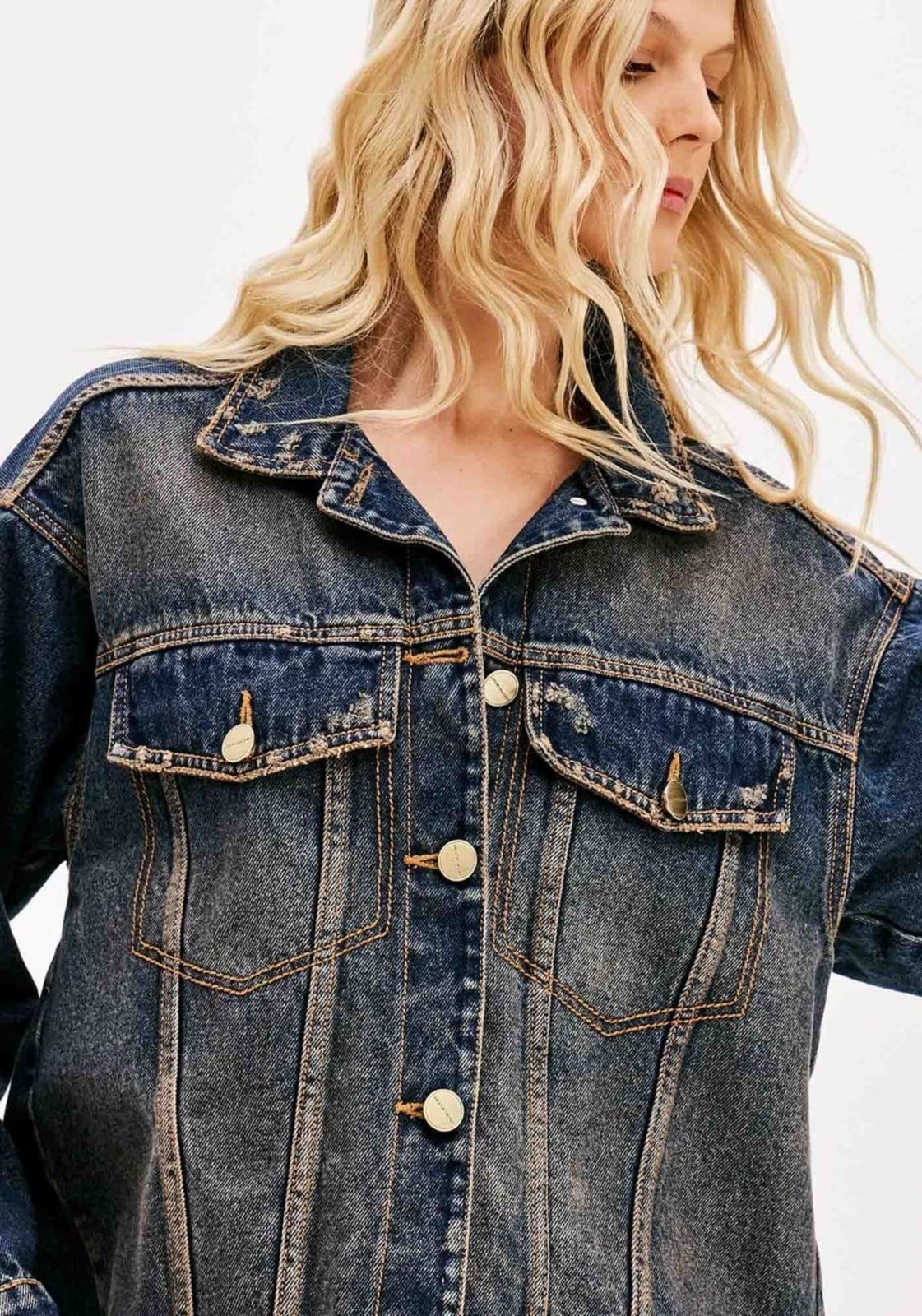 Vista 2 Jaqueta Jeans Trucker Com Botões Sport Easy azul