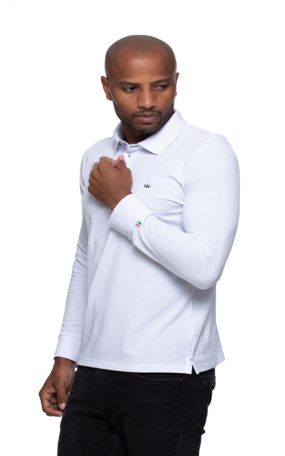 Vista 2 Polo Italia Aburguesia Slim Fit Branca Alfaiataria Burguesia branco