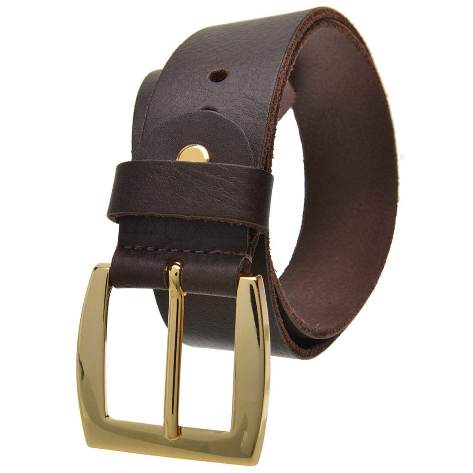 Cinto Feminino em couro GP 22 na cor marrom com fivela dourada