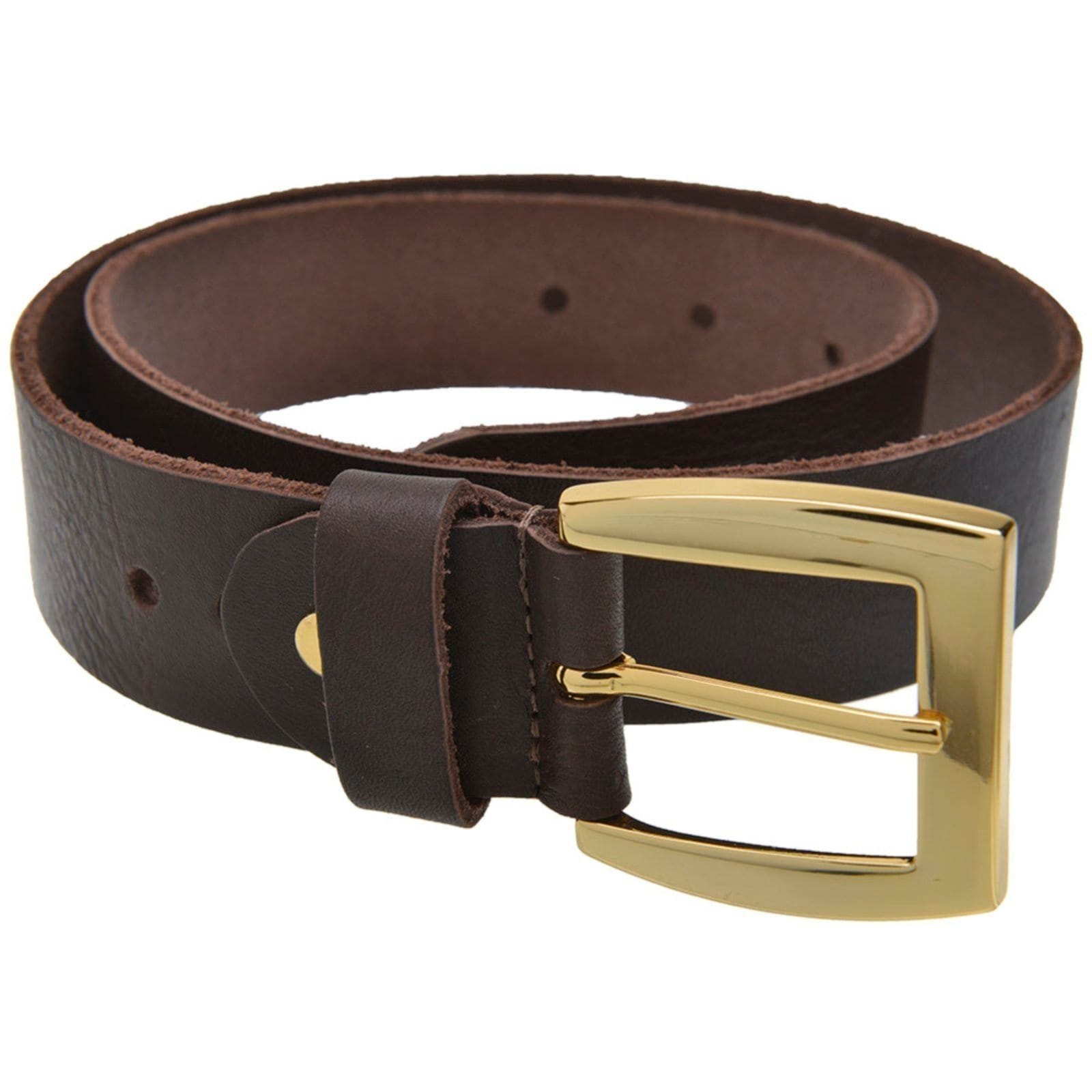 Vista 2 Cinto Feminino em couro GP 22 na cor marrom com fivela dourada USEPELLE café