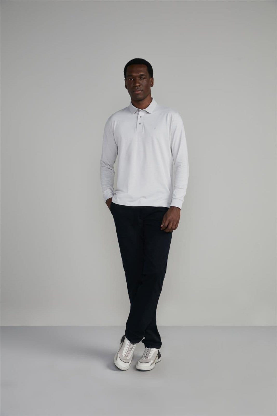 Vista 2 HIGHSTIL Camisa Polo Manga Longa Malha Comfort HIGHSTIL cinza